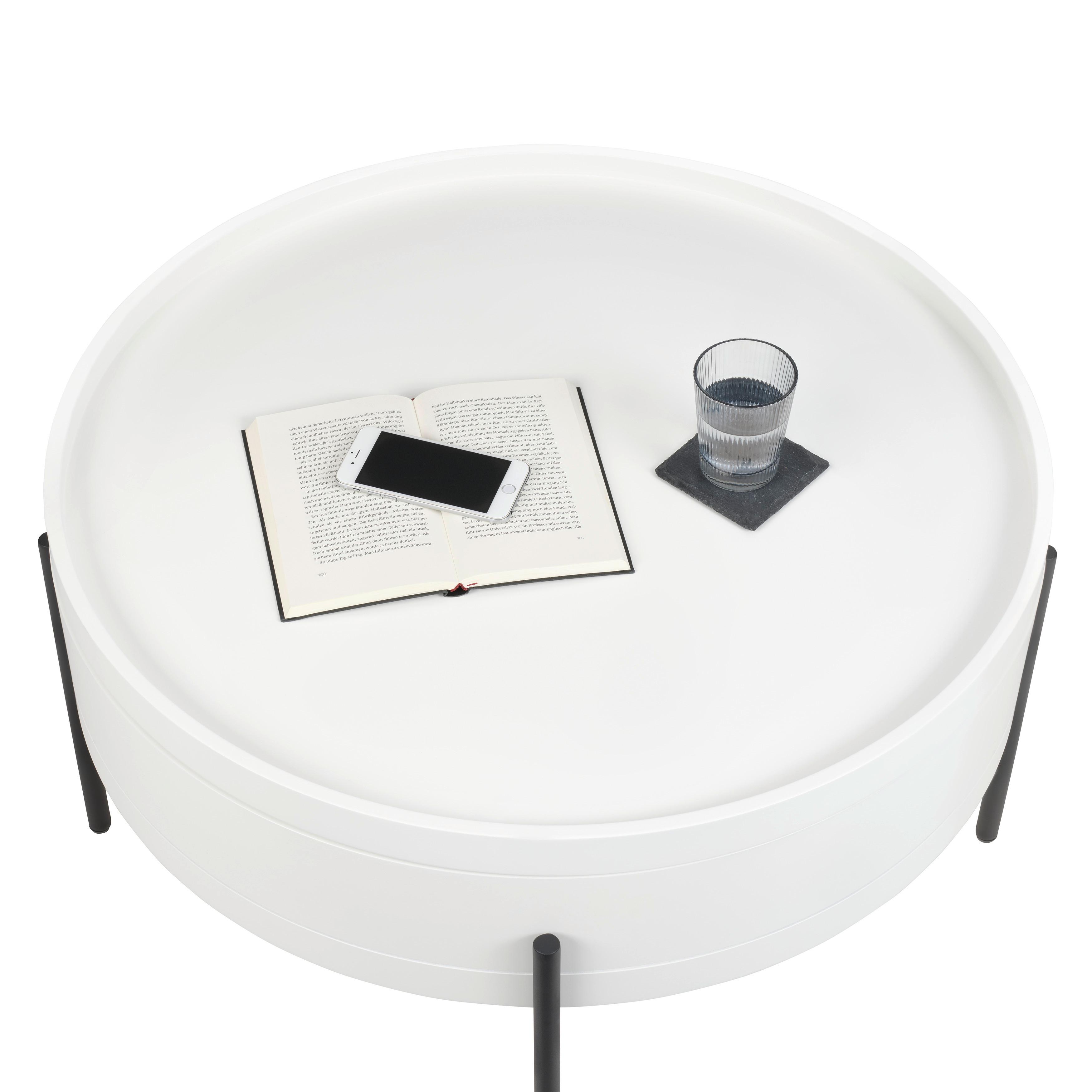 SOFFBORD MALABO - vit/svart, Modern, metall/trämaterial (80/45/80cm) - Premium Living
