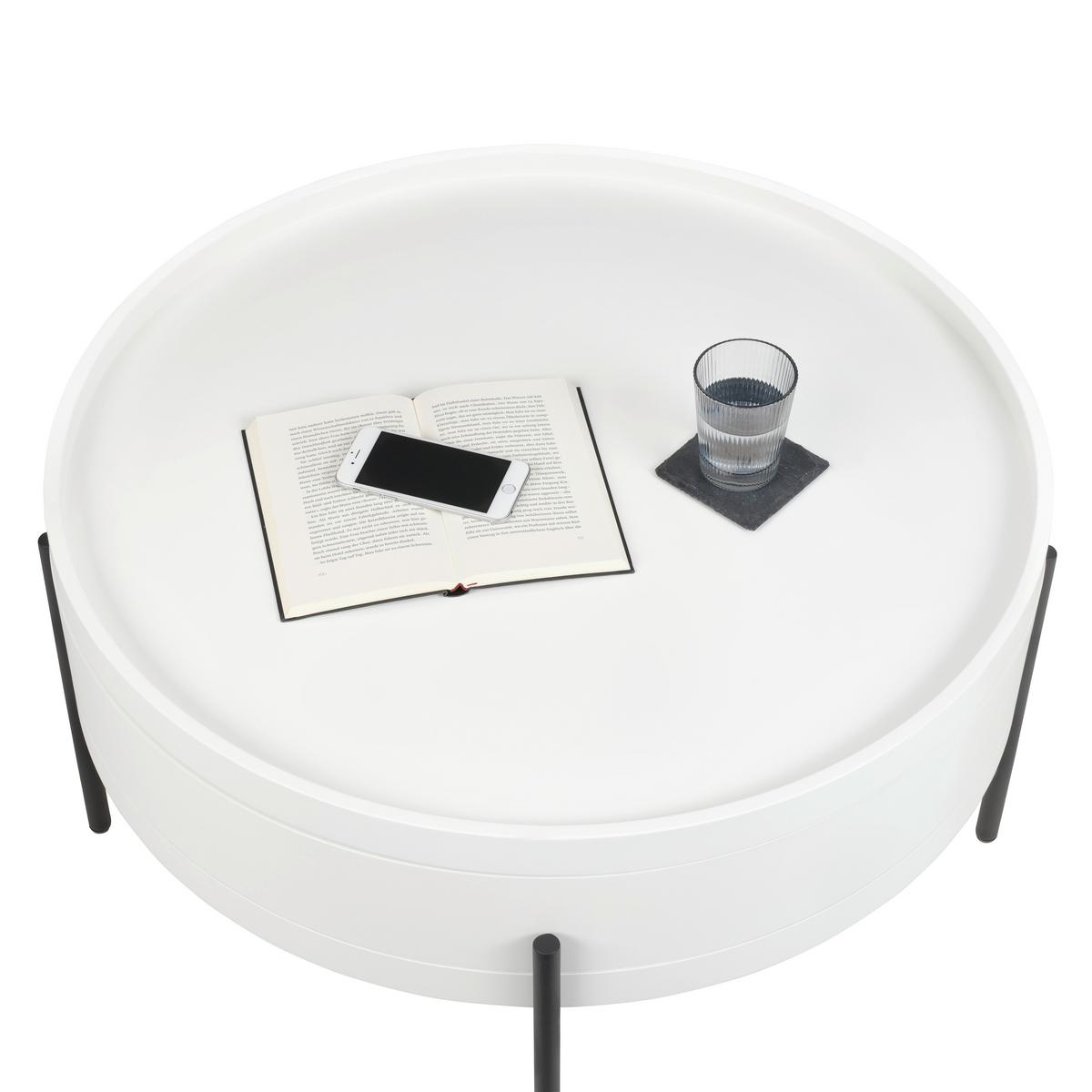 Couchtisch Malabo Weiß ca. 80x45x80cm - Schwarz/Weiß, MODERN, Holzwerkstoff/Metall (80/45/80cm) - Premium Living