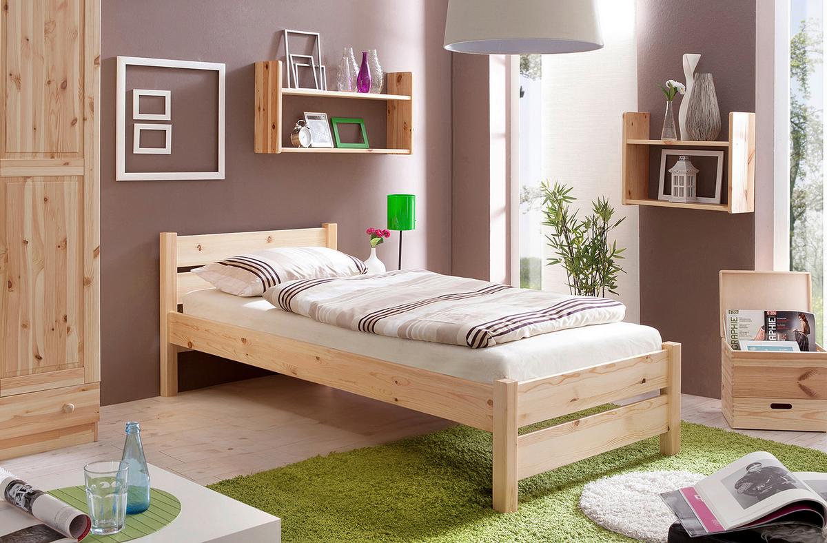 Bett "Bora", aus Kiefer, kieferfarben - Kieferfarben, Natur, Holz (90/200cm) - MID.YOU