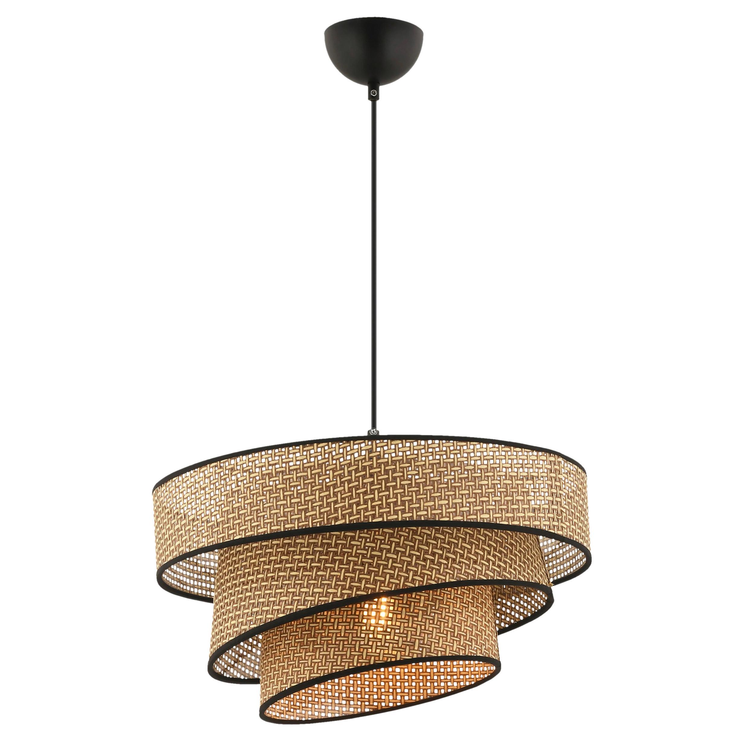 LAMPA WISZĄCA COUPER HAZERAN - BEIGE, BLACK - beżowy/czarny, Design, metal/tkanina (40/72cm) - P & B