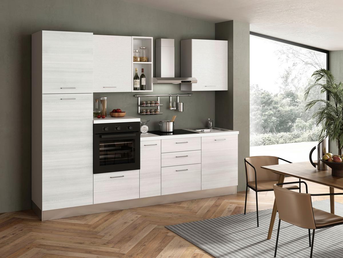 Küchenblock Calliope m. Geräte Eukalyptusholzfarben - Eukalyptusholzfarben/Alufarben, LIFESTYLE, Holzwerkstoff/Kunststoff (270cm) - MID.YOU