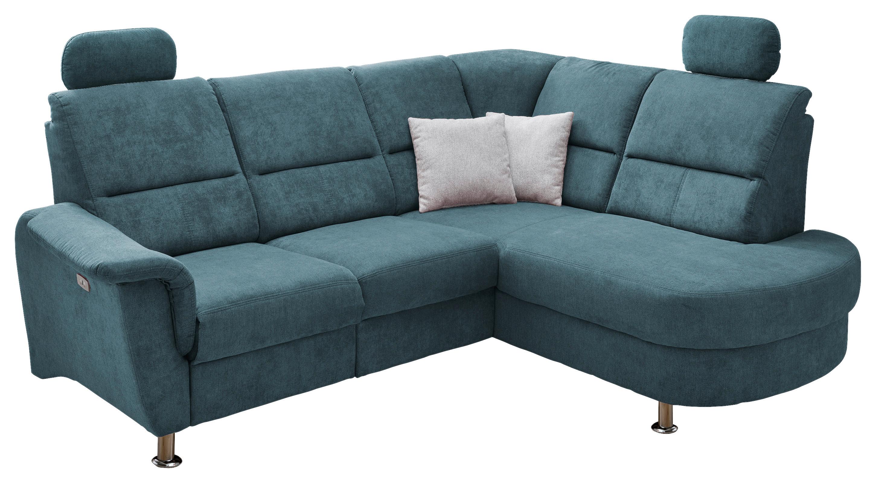 Wohnlandschaft Parole Hellblau Mikrofaser - Chromfarben, KONVENTIONELL, Textil/Metall (231/184cm) - Livetastic
