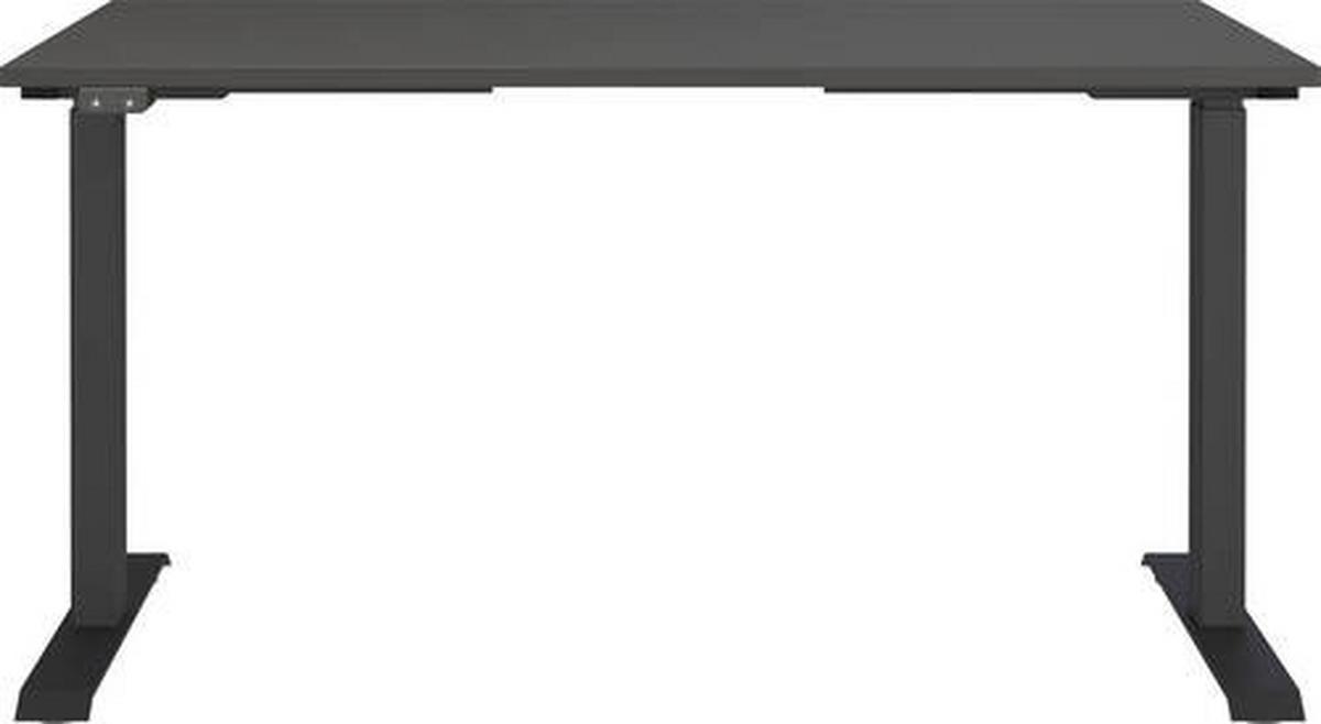 Schreibtisch Ribera in Schwarz/Graphitfarben - Graphitfarben/Schwarz, Modern, Holzwerkstoff/Metall (140/72-120/80cm) - Premium Living