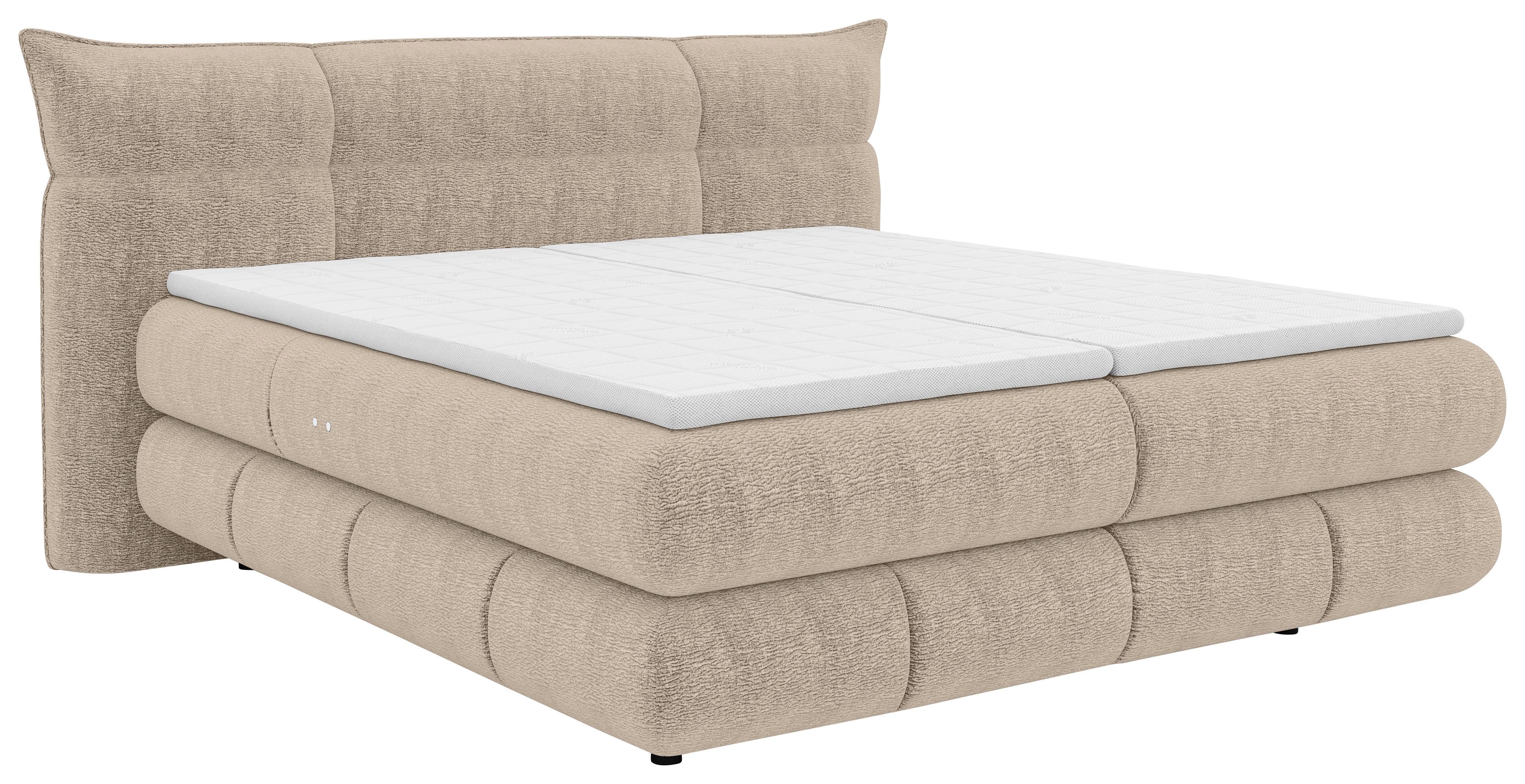 Boxspringbett Auris - Ecru/Schwarz, Konventionell, Kunststoff/Textil (140/200cm) - Sembella