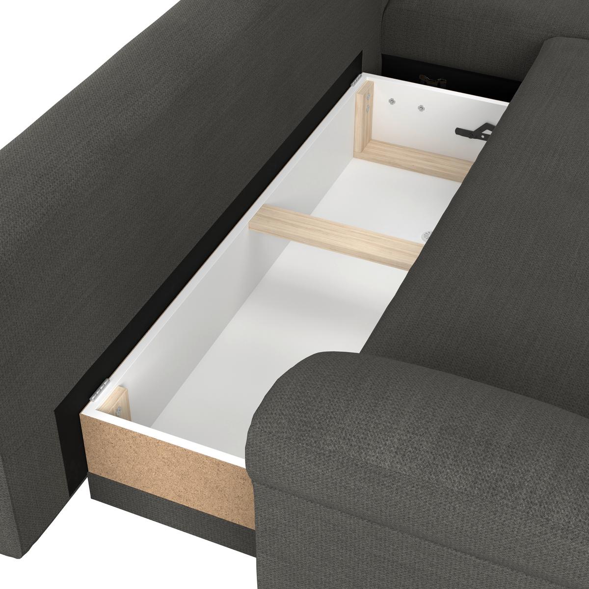 Kutna Garnitura Mendoza - crna/antracit, Konvencionalno, tekstil (309/197cm) - Modern Living
