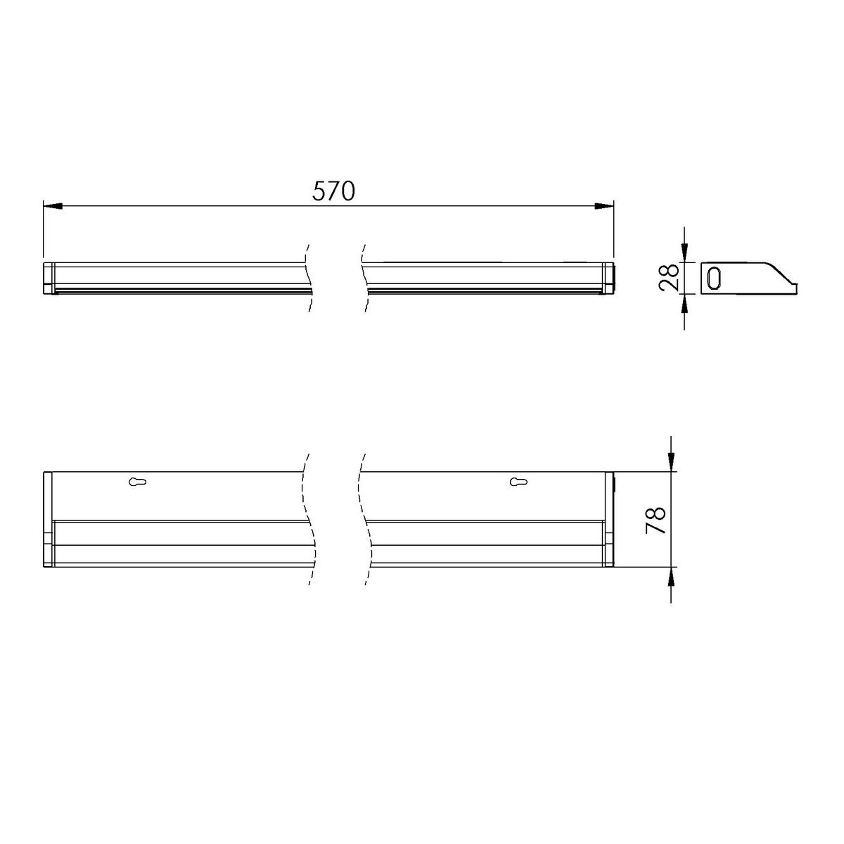 Unterbauleuchte 101226 Grau/Weiß max. 10 Watt - Weiß/Grau, LIFESTYLE, Metall (57,9/2,7/7,8cm) - HKT