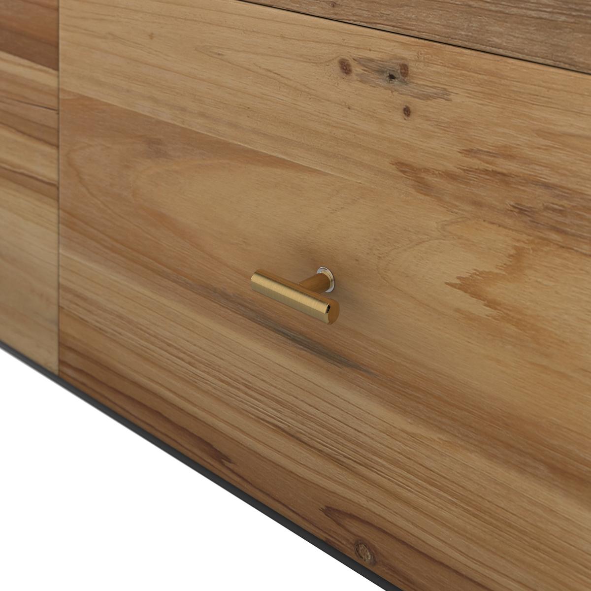 Kommode Giorgia Schwarz/Natur Echtholz/MDF - Goldfarben/Schwarz, MODERN, Holz/Metall (90/66/40cm) - Bessagi Home