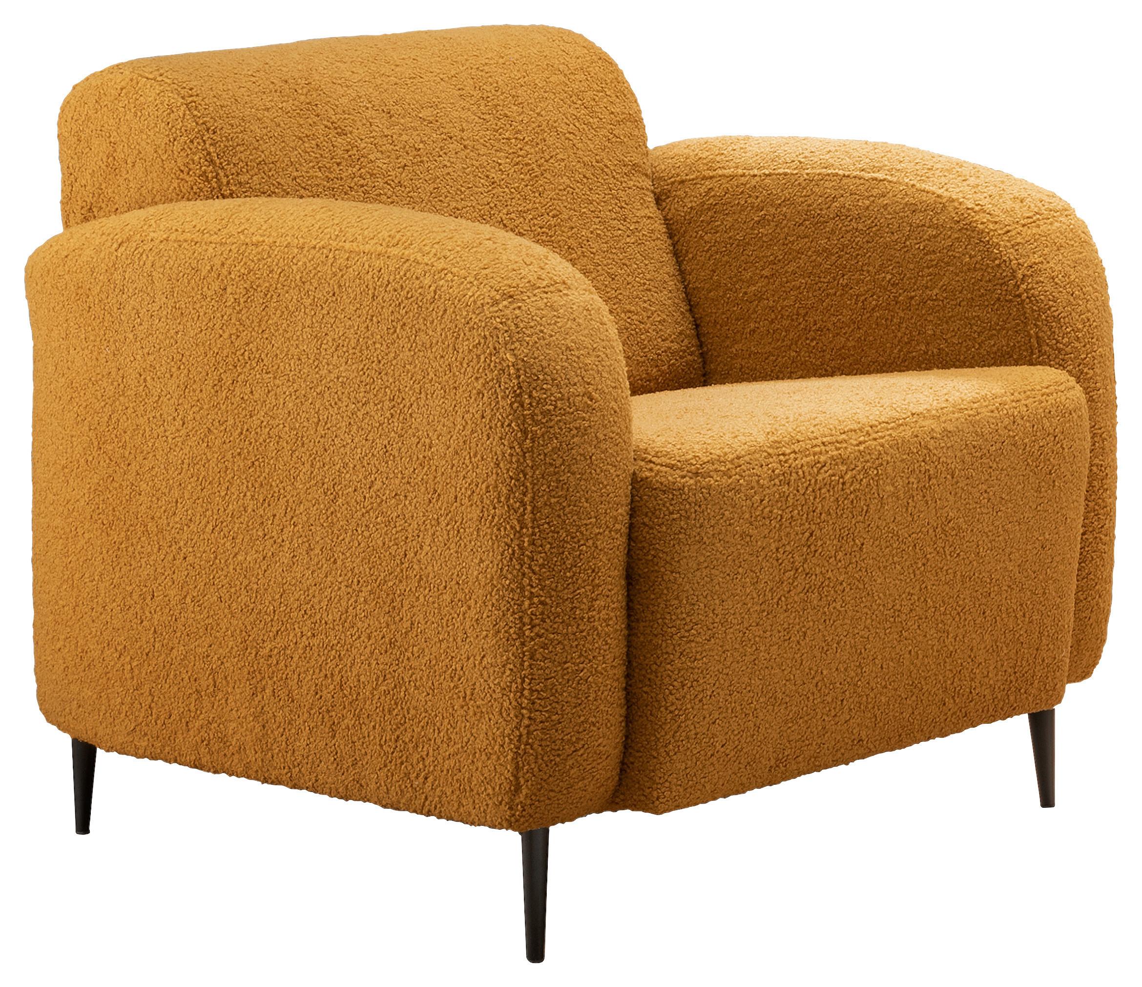 Sessel Marone Gelb Teddystoff - Gelb/Schwarz, MODERN, Textil/Metall (85/76/90cm) - Livetastic