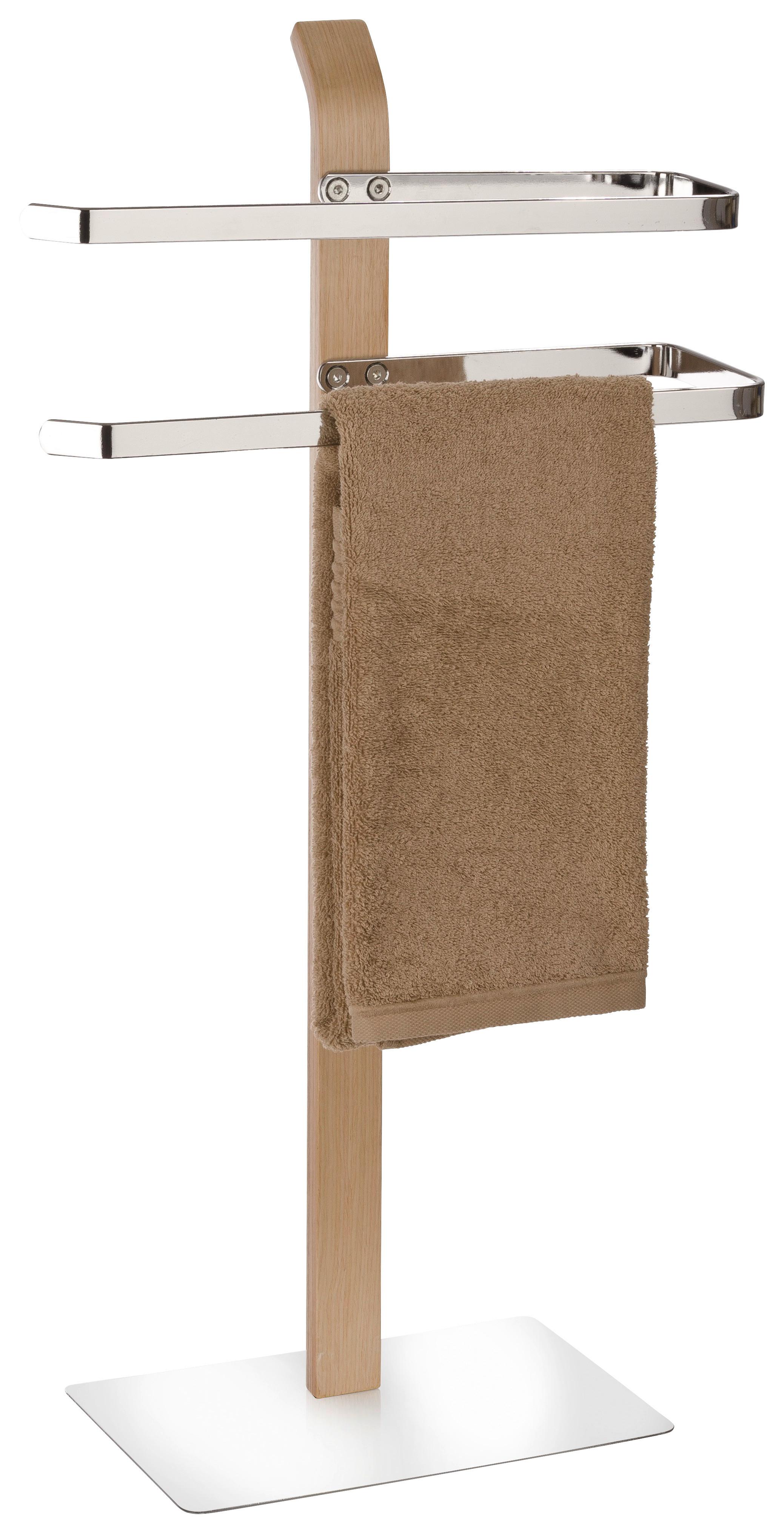 UCHWYT NA RĘCZNIK SAMONA NATURE - kolor srebrny/kolor chromowy, Basics, materiały naturalne/metal (40,5/79,5/21,5cm) - Wenko