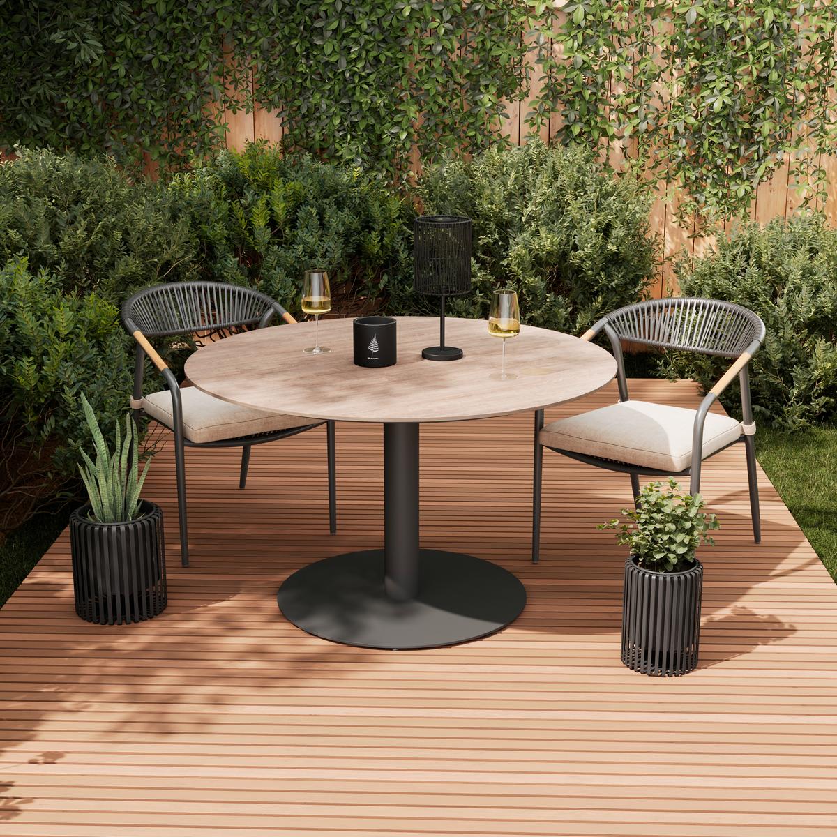 Gartentisch Lilly Anthrazit - Anthrazit/Naturfarben, Basics, Stein/Metall (120/120/73cm)