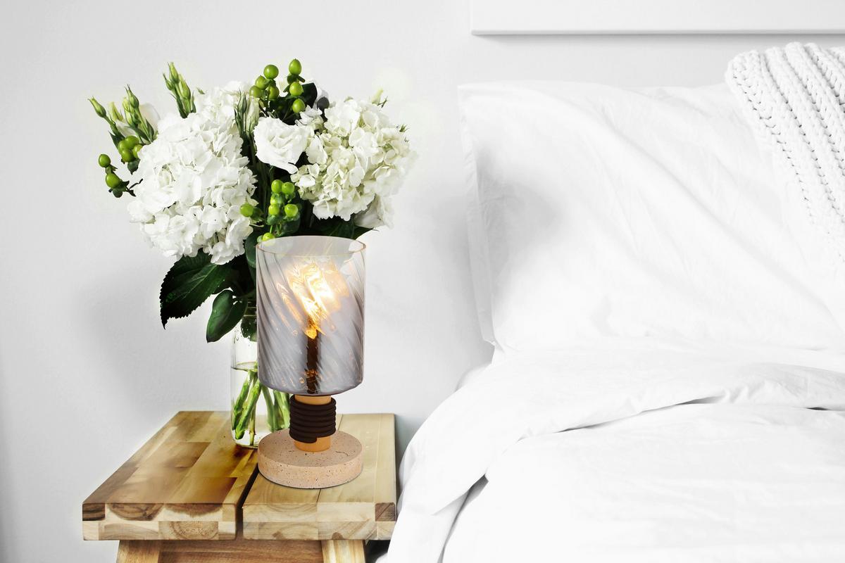 TISCHLEUCHTE 15777T  OSBORNE - Klar/Schwarz, Design, Glas/Holz (12/25,4cm) - Globo