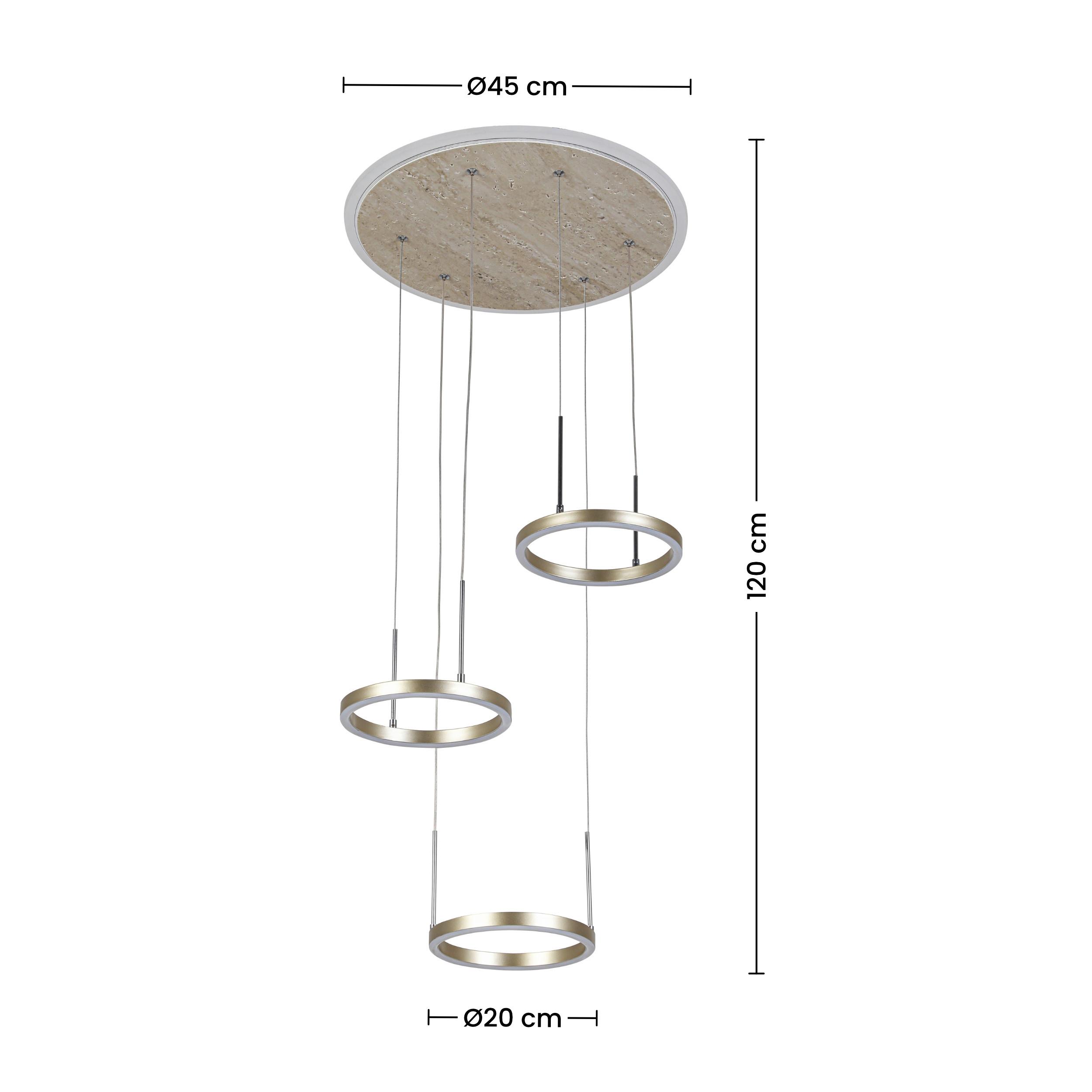 LED-HÄNGLAMPA STONI - champagne, Modern, metall/plast (42/42/150cm) - Mömax
