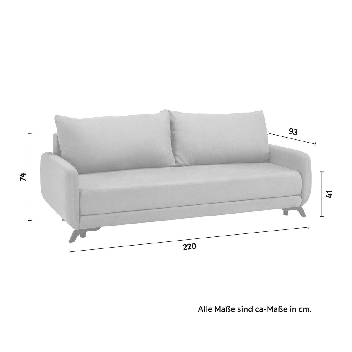 SOFA Z FUNKCJĄ SPANIA OLIVER - czarny/szary, Modern, drewno/tkanina (220/74/93cm) - Bessagi Home