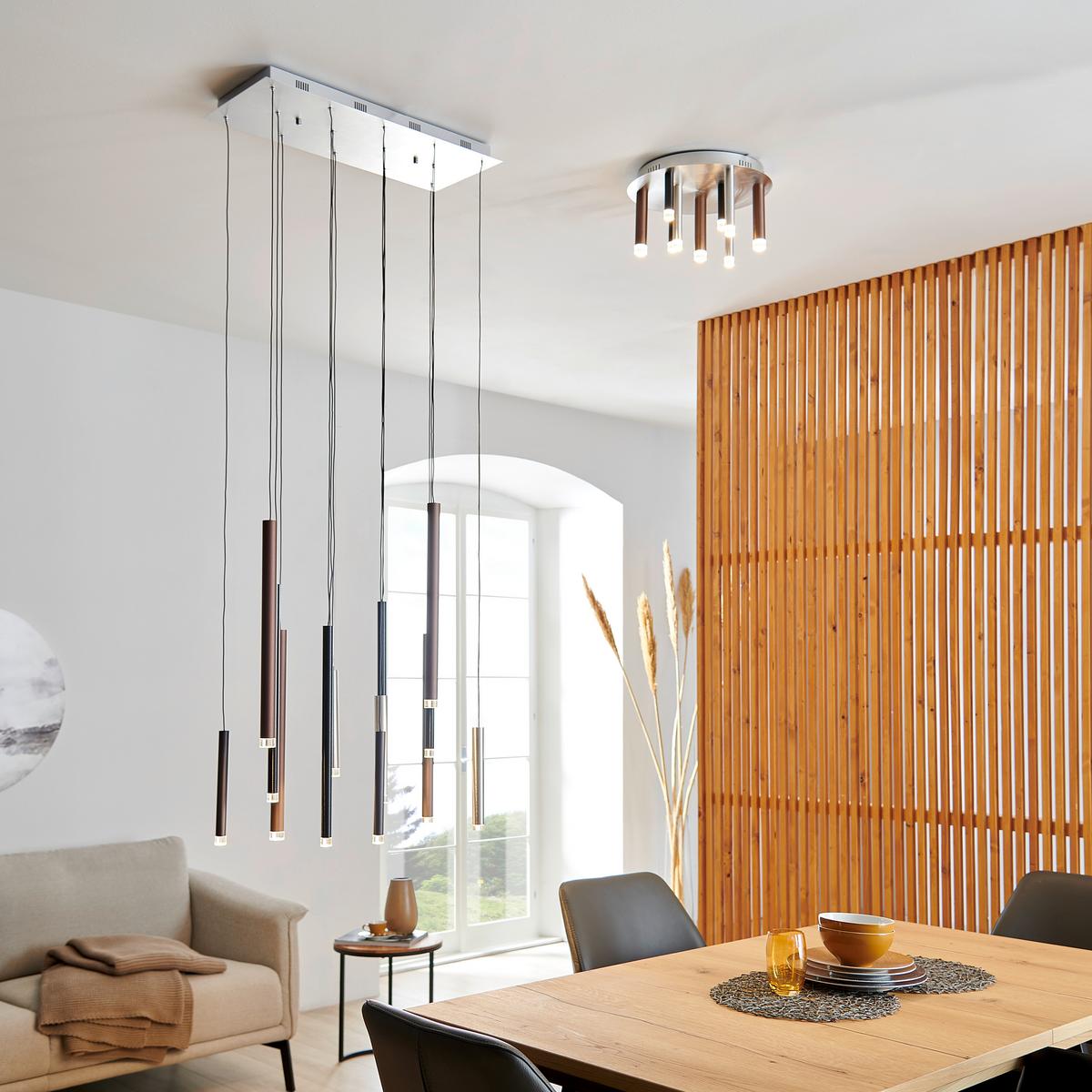 LAMPA WISZĄCA LED G93764/20 CEMBALO - kolor srebrny/czarny, Design, tworzywo sztuczne/metal (70/30/180cm)