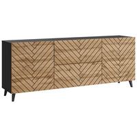 Nizka Omarica Phuket, Barva Hrasta, Črna - hrast wotan/črna, Trend, umetna masa/leseni material (180/69,4/39cm) - Livetastic