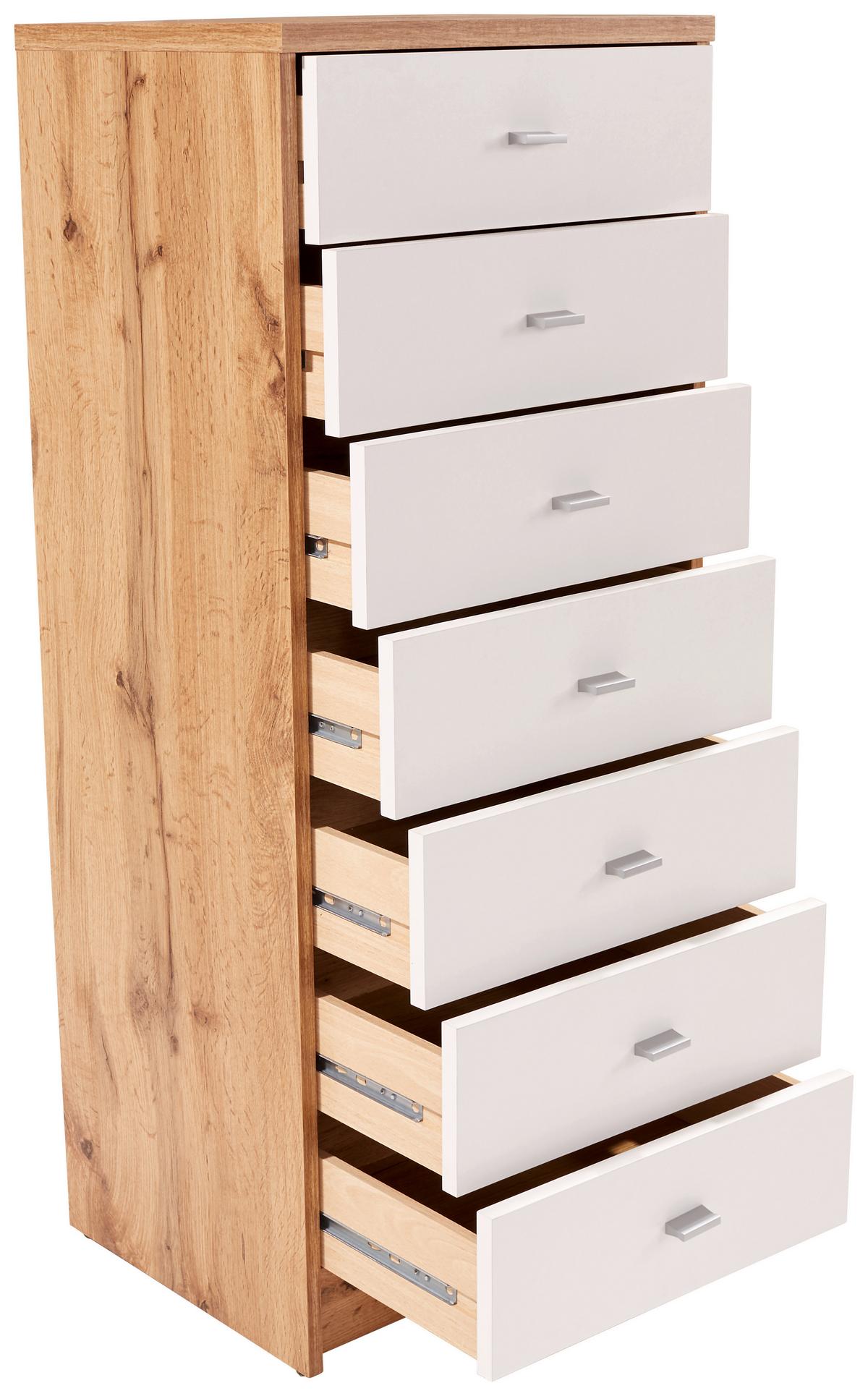 Comodă 4 You New - alb/culoare lemn stejar, Modern, material pe bază de lemn (50/111,4/34,6cm) - Modern Living