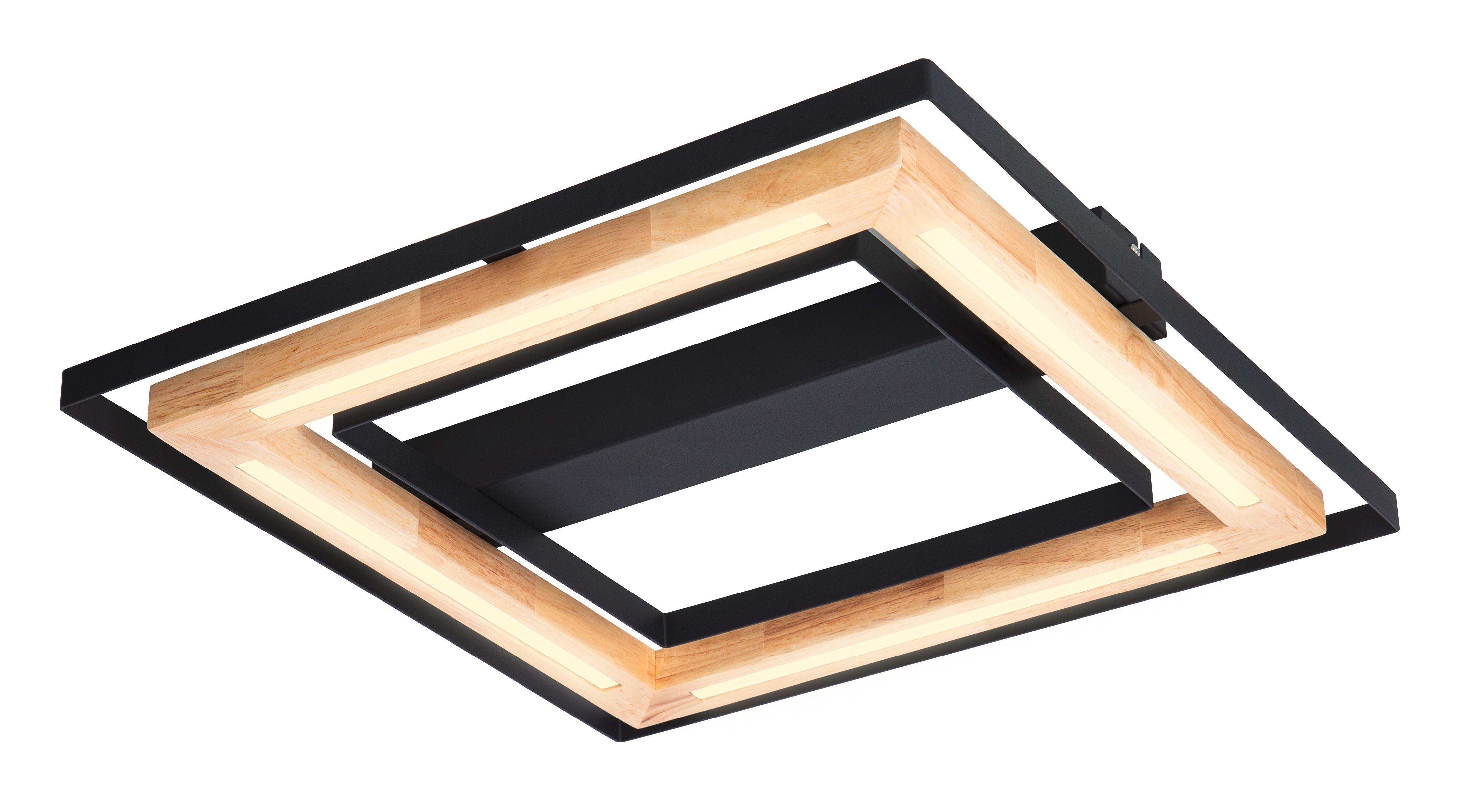 LED-DECKENLEUCHTE 62274608 RILAS - Schwarz/Naturfarben, Natur, Holz/Metall (46/46/6cm) - Globo