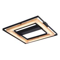 LED-DECKENLEUCHTE 62274608 RILAS - Schwarz/Naturfarben, Natur, Holz/Metall (46/46/6cm) - Globo