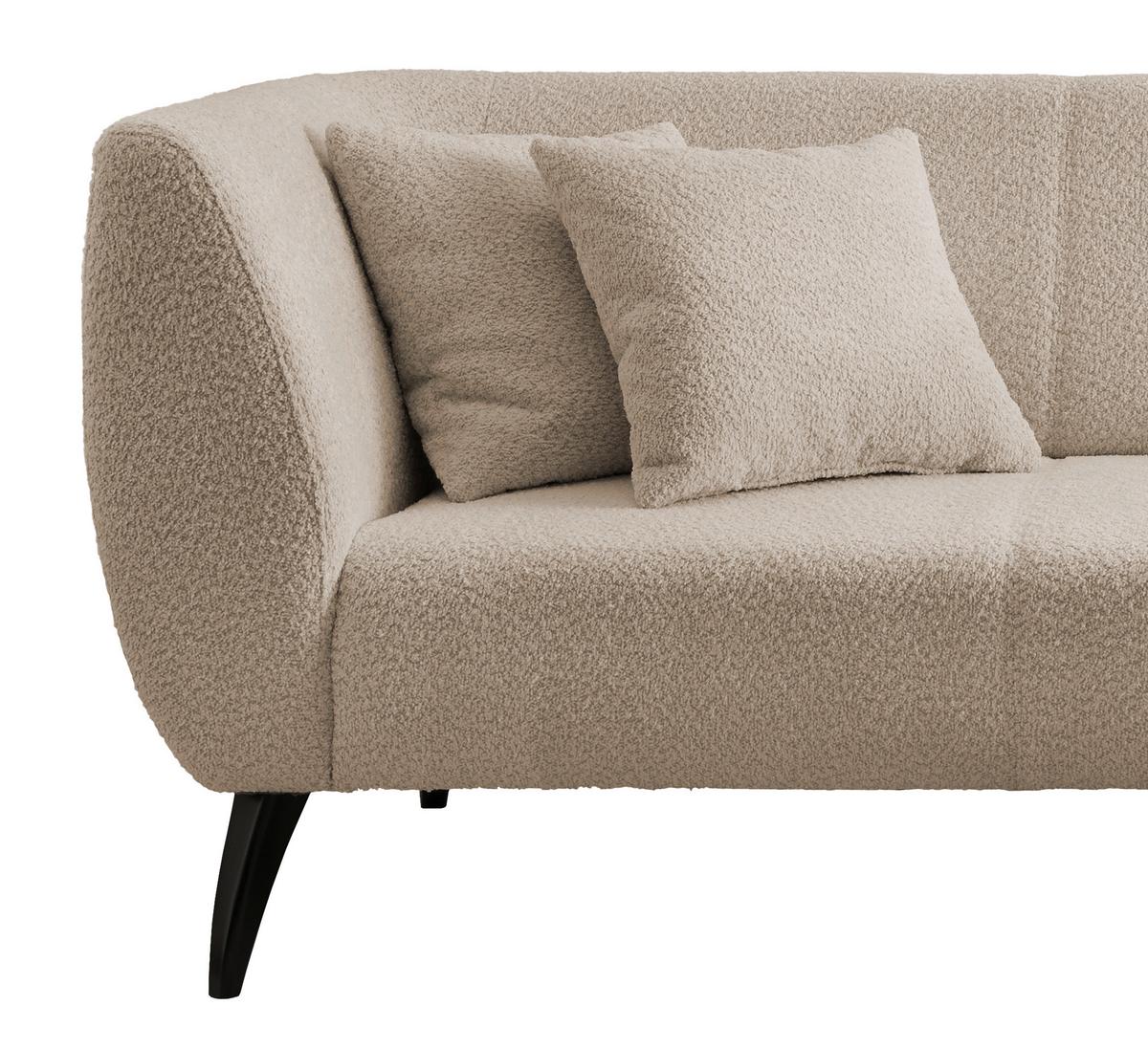 Wohnlandschaft Colori beige Bouclé - Beige/Schwarz, MODERN, Holz/Textil (264/160cm) - MID.YOU