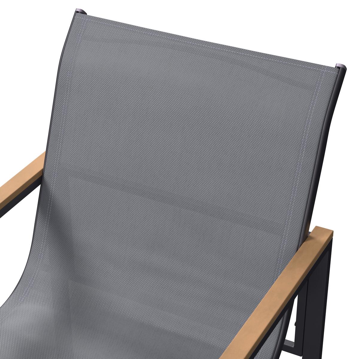 Gartensessel-Set 2-er Matteo Grau aus Metall/Textilene - Schwarz/Naturfarben, MODERN, Kunststoff/Textil (54/65/85cm) - Bessagi Garden