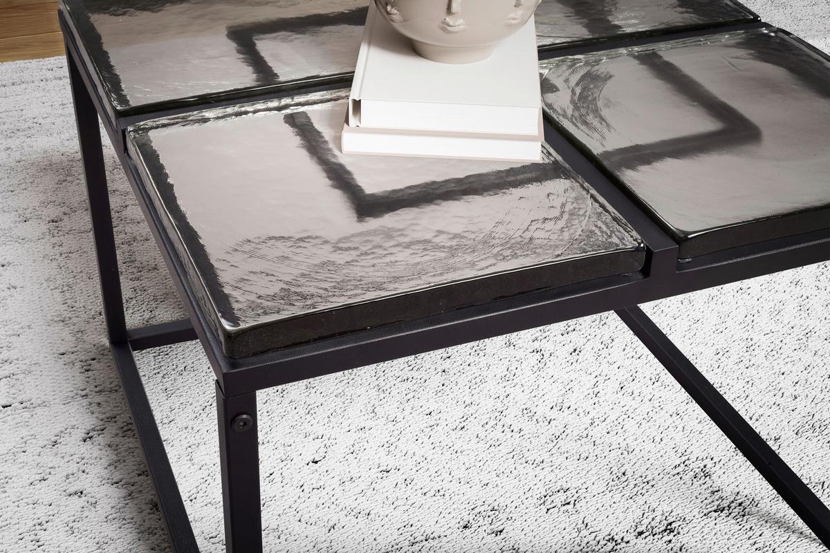 TABLE BASSE WL7.139 - noir, Design, verre/métal (58/58/43,5cm) - MID.YOU