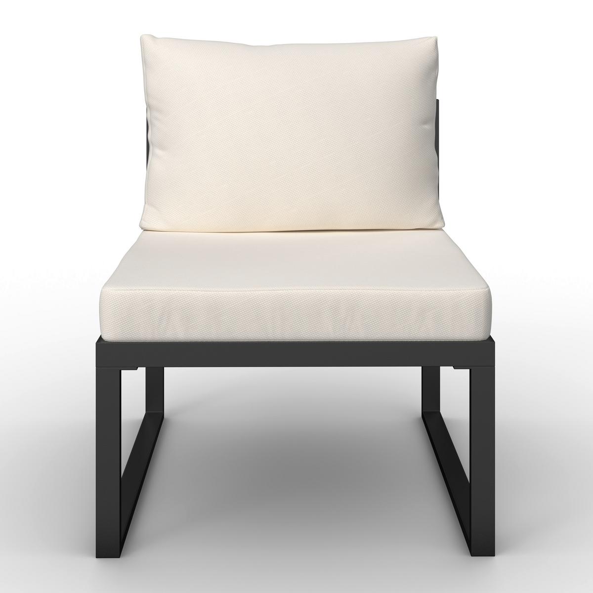 Loungegarnitur Adriano Creme Akazie/Metall/Outdoorstoff - Creme/Schwarz, MODERN, Holz/Textil - Bessagi Garden