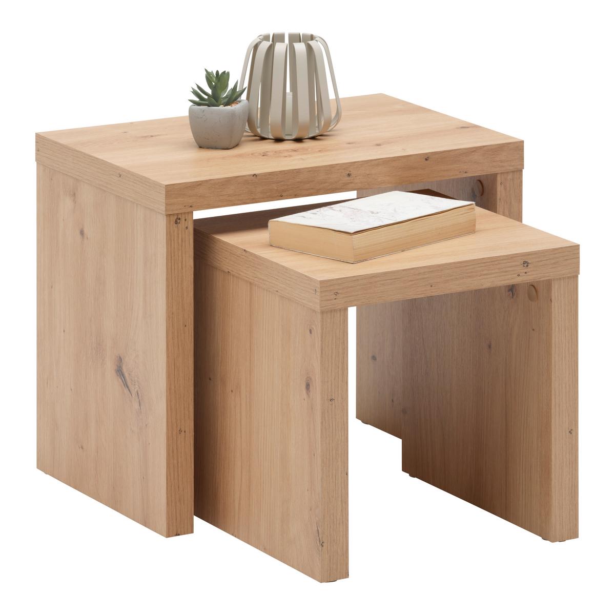 Beistelltischset Twix in Eichefarben, 2-teilig - Eichefarben, MODERN, Holzwerkstoff (44/31/37/31/30cm) - Mömax