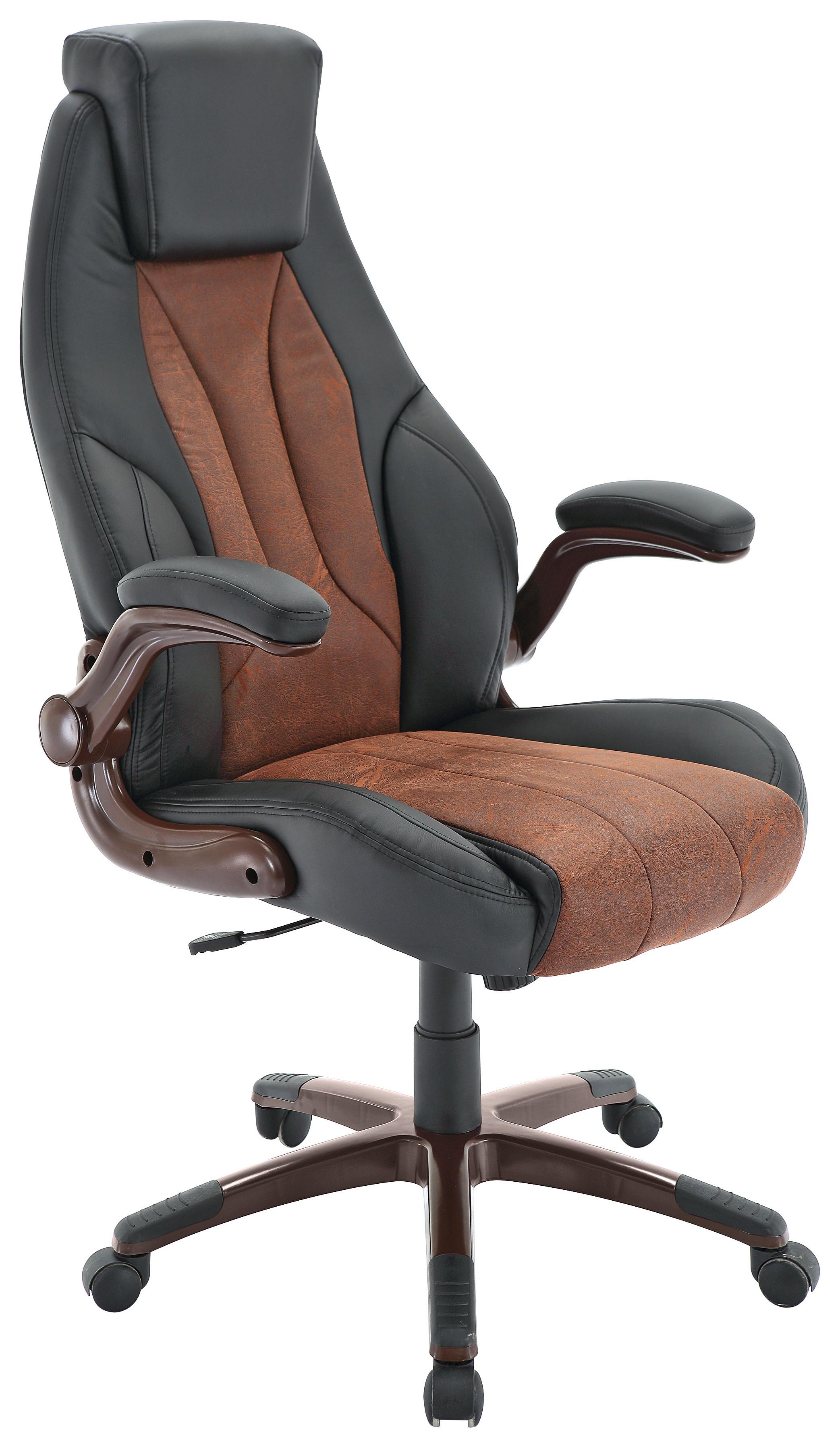 Chefsessel Braun/Schwarz - Schwarz/Braun, MODERN, Kunststoff/Textil (69/115-125/77cm) - Based