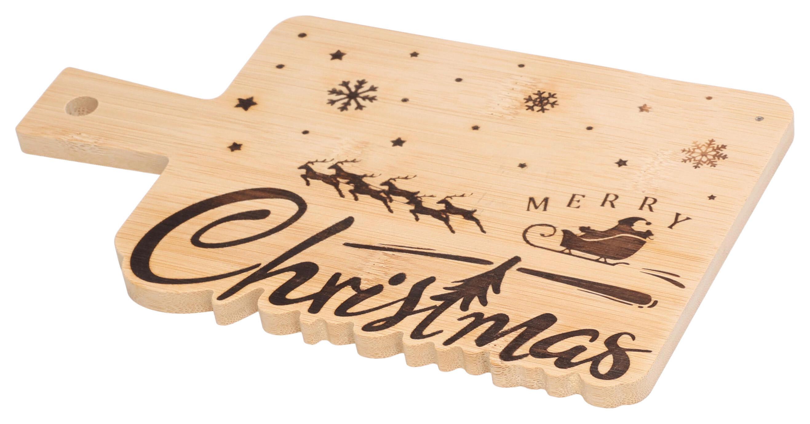 Servierbrett XMAS TIME - Hellbraun, Holz (22/14/0,8cm)