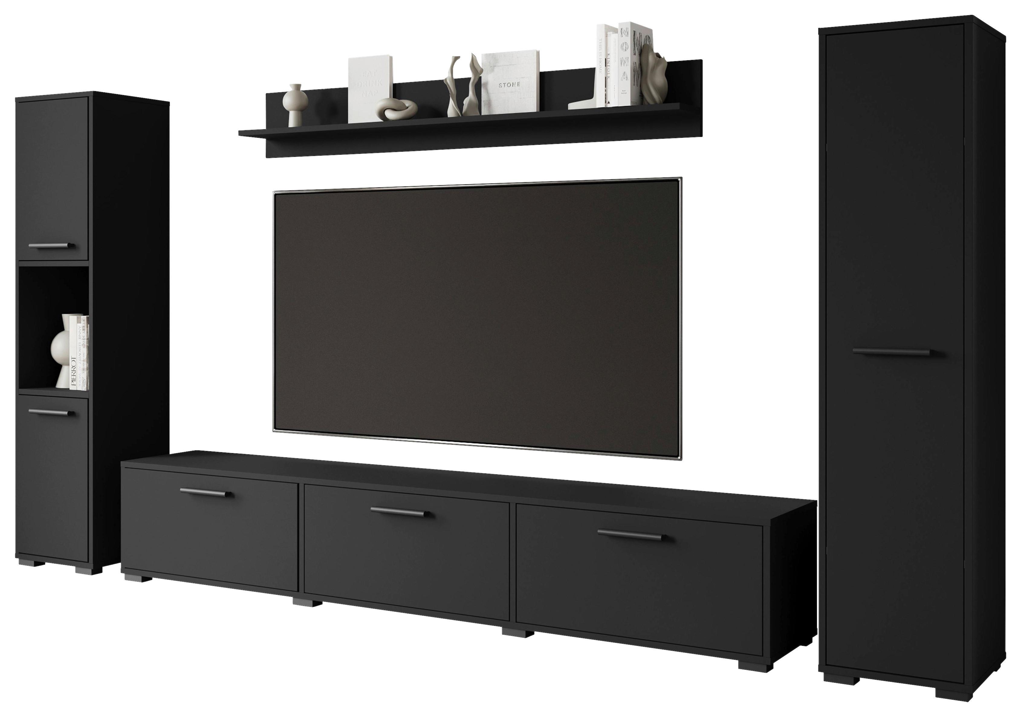 WOHNWAND BOGOTA XL SCHWARZ - Schwarz, Basics, Holzwerkstoff/Kunststoff (240/130/31cm) - MID.YOU