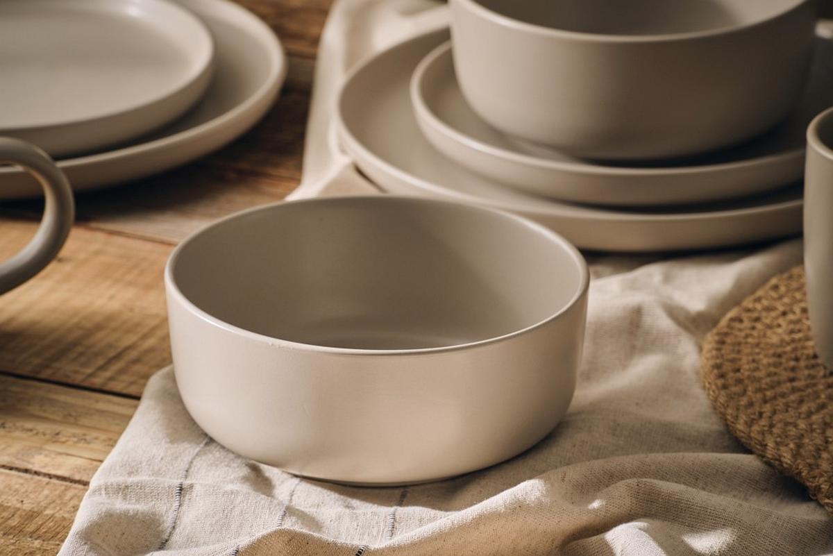 SERWIS OBIADOWO-ŚNIADANIOWY 21015 - taupe, Trend, ceramika - Novel