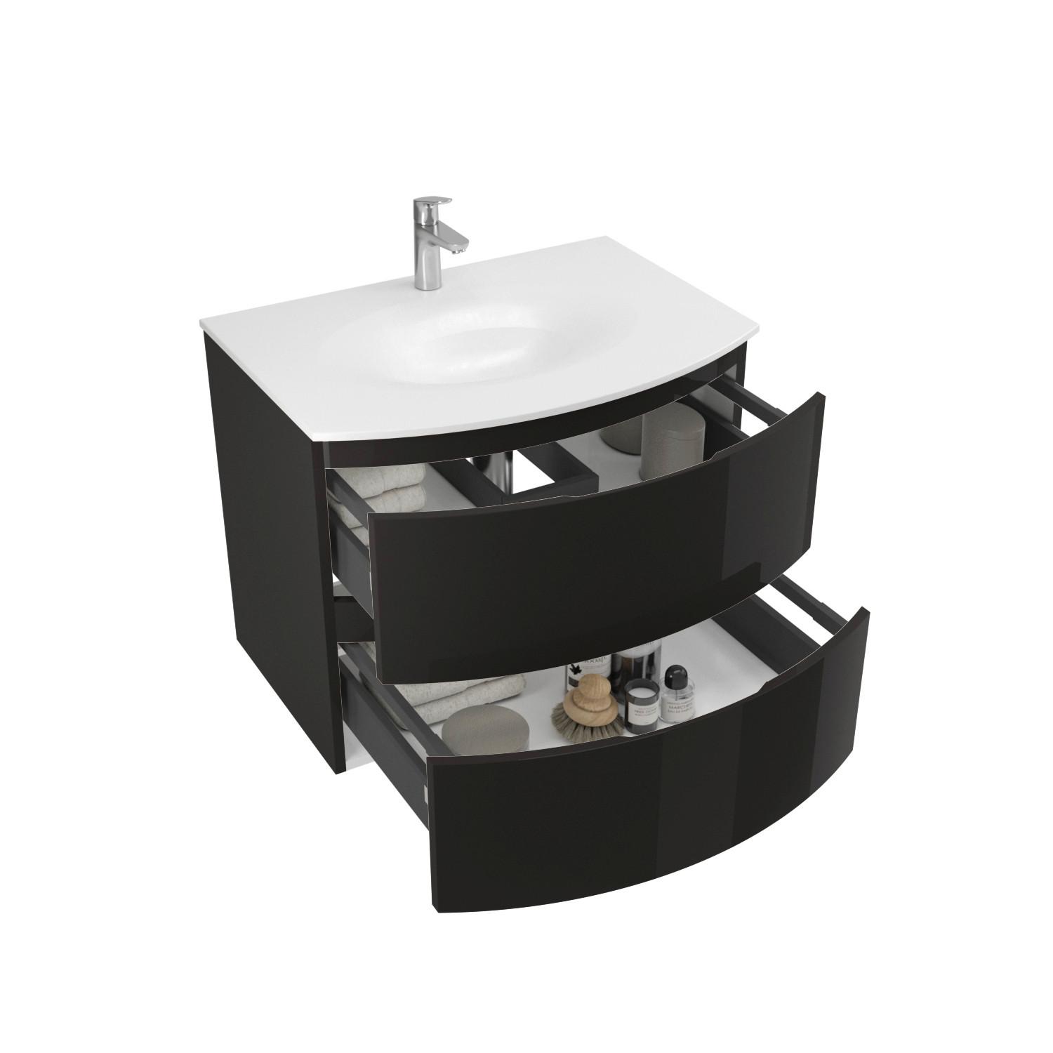 Bază pentru lavoar Armonia - antracit/antracit lucios intens, Modern, material pe bază de lemn (70/56/49cm)