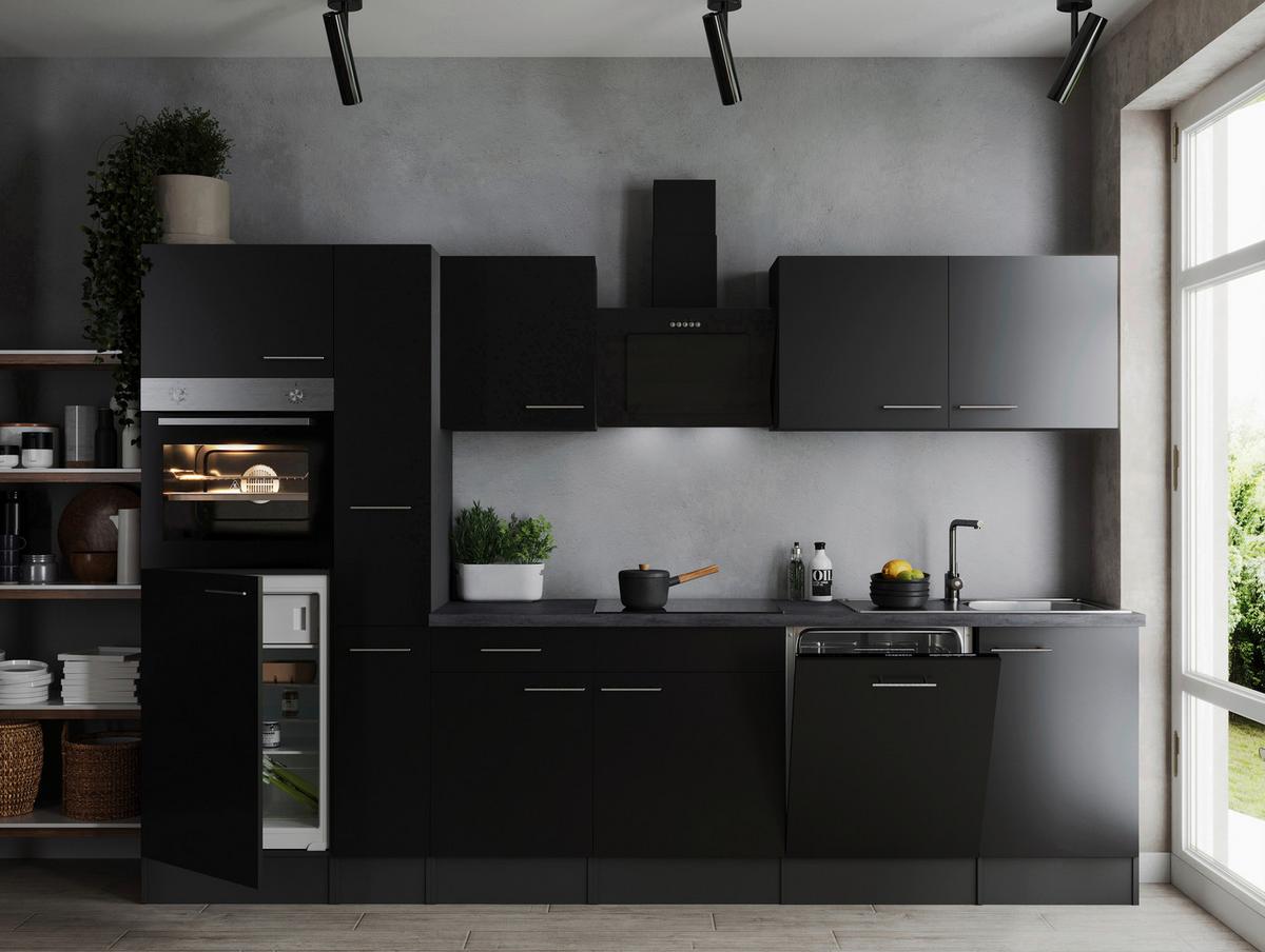 Kuhinjski Blok Z Aparati Oliver, 310cm - srebrne barve/črna, Design, kovina/leseni material (310cm) - Respekta