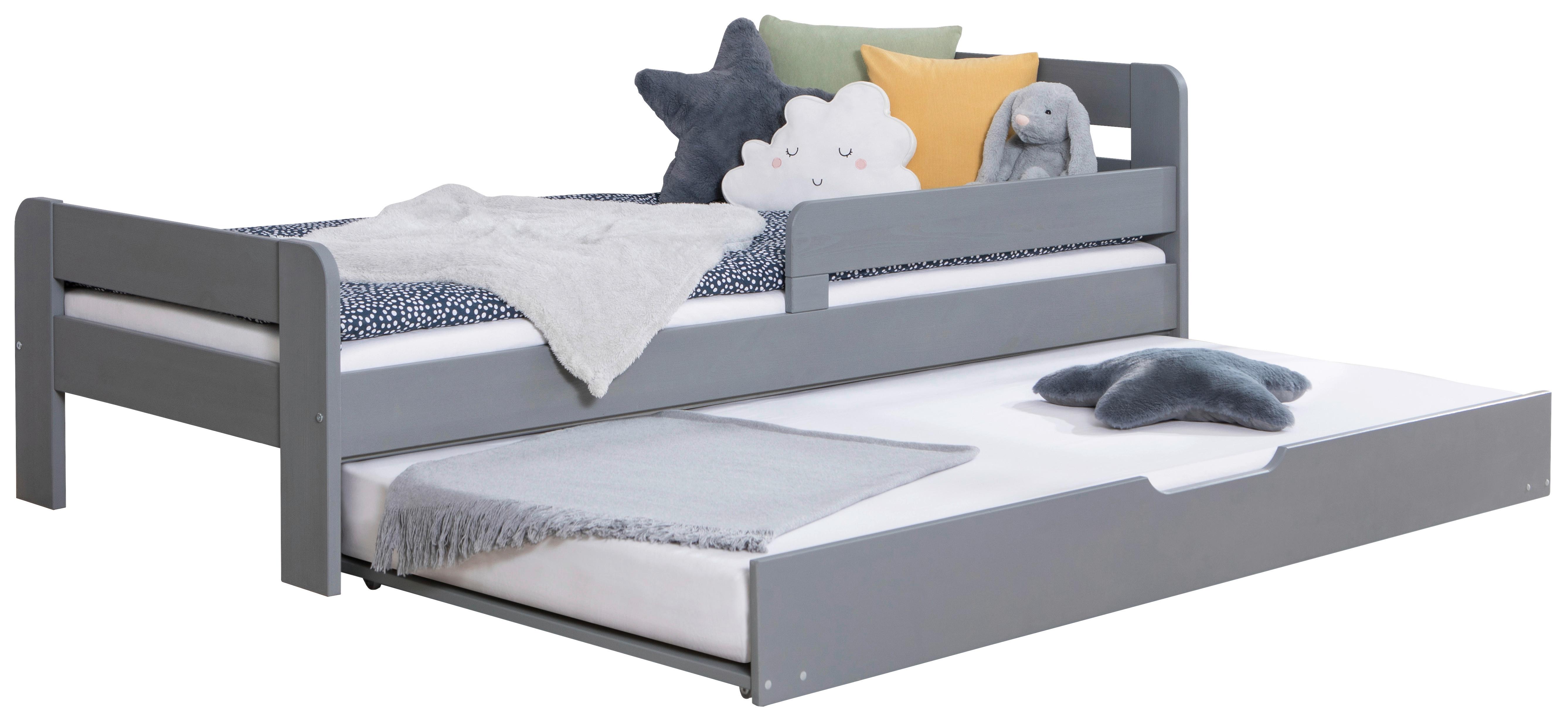 Bett Bennet mit Ausziehbett ca. 120x200 cm Hellgrau - Hellgrau, MODERN, Holz (120/200cm) - MID.YOU