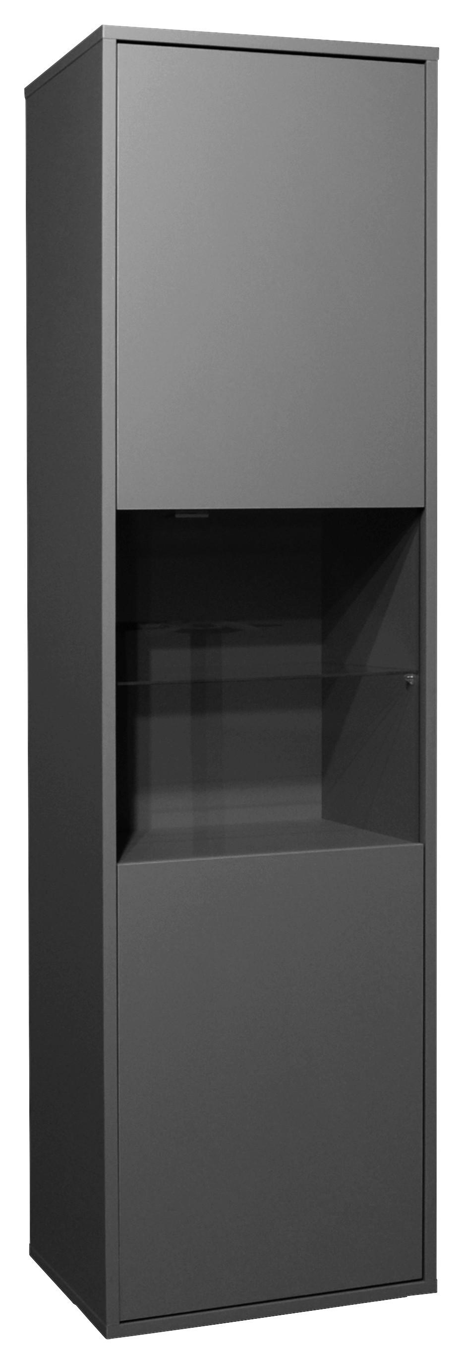 Vitrine in Anthrazit - Anthrazit, MODERN (51/182/45cm) - Premium Living