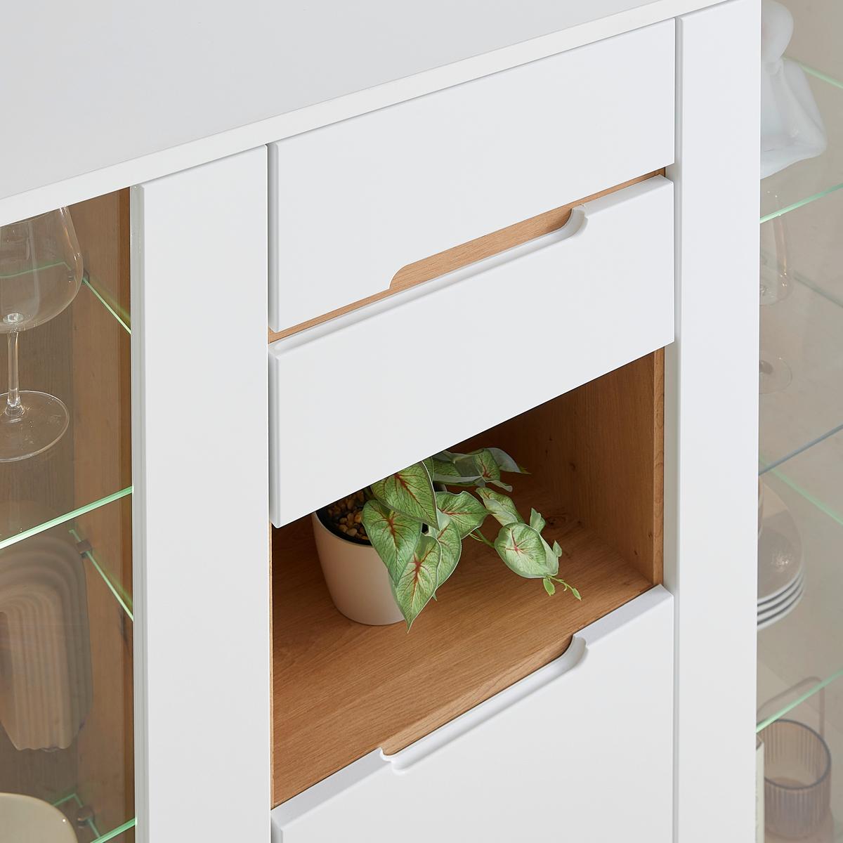 Highboard Dallas Weiss/Eiche Artisan - Weiss/Schwarz, Modern, Holzwerkstoff (130/127/38cm) - Premium Living