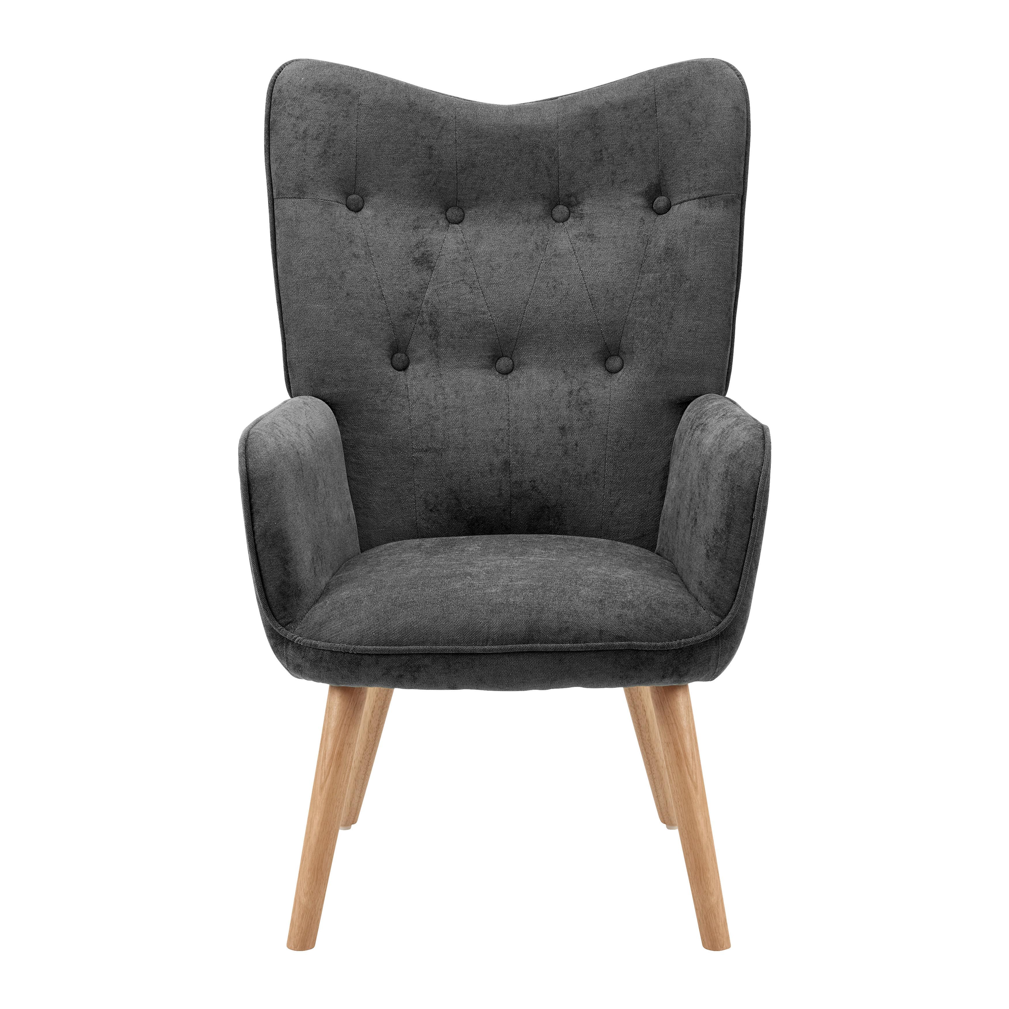 FÅTÖLJ NATALIE - grå/naturfärgad, Modern, metall/trä (64/99/68cm) - Bessagi Home