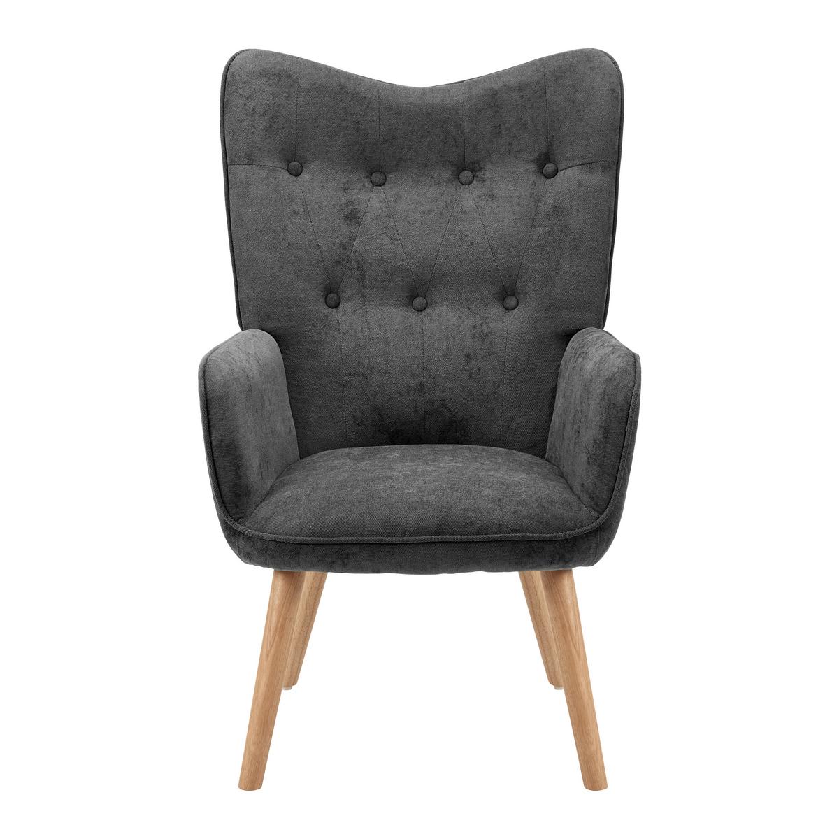 Sessel Natalie Dunkelgrau Webstoff - Naturfarben/Grau, MODERN, Holz/Textil (64/99/68cm) - Bessagi Home