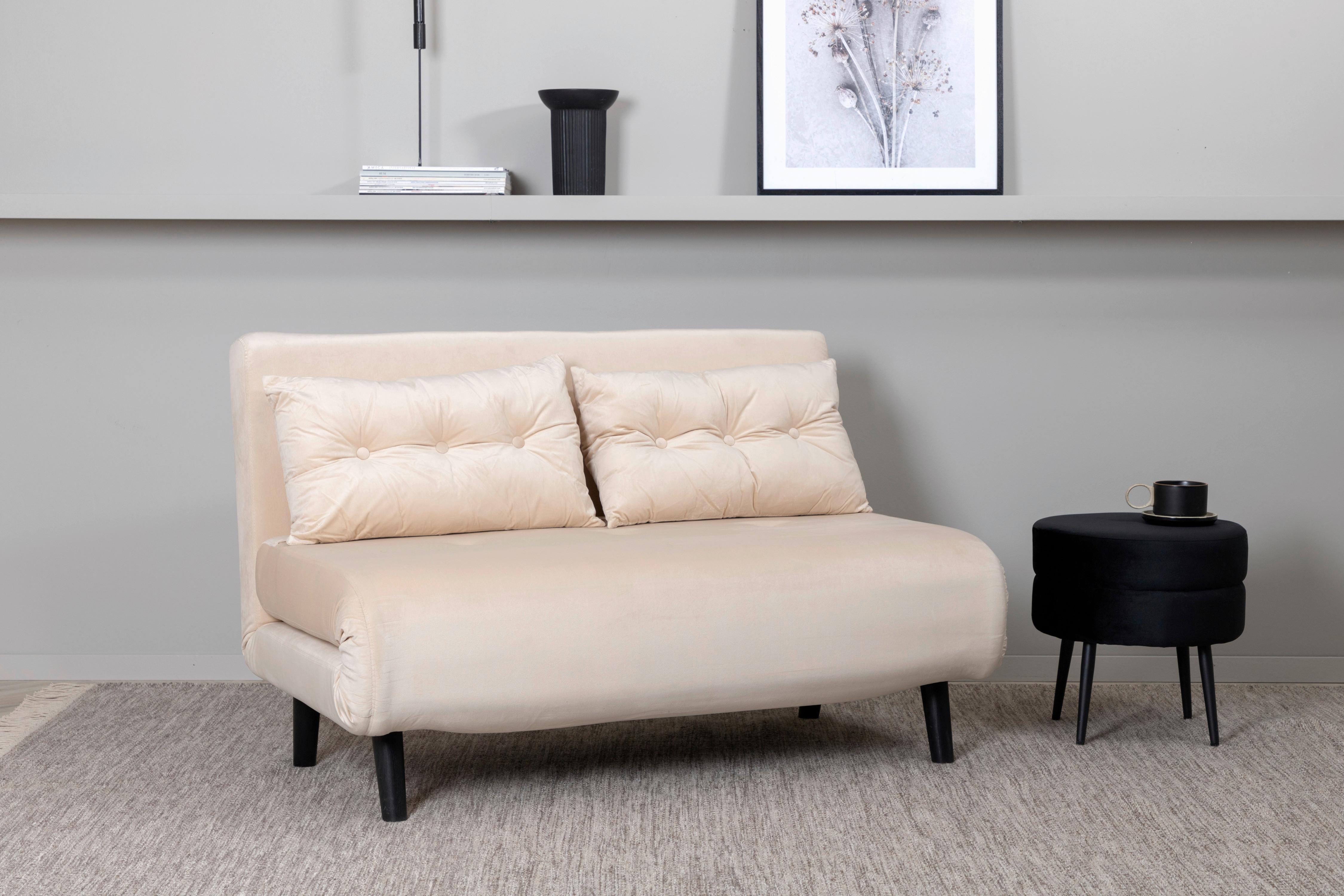 SCHLAFSOFA VICKY - Creme, Design, Textil/Metall (120/88/80cm) - Livetastic