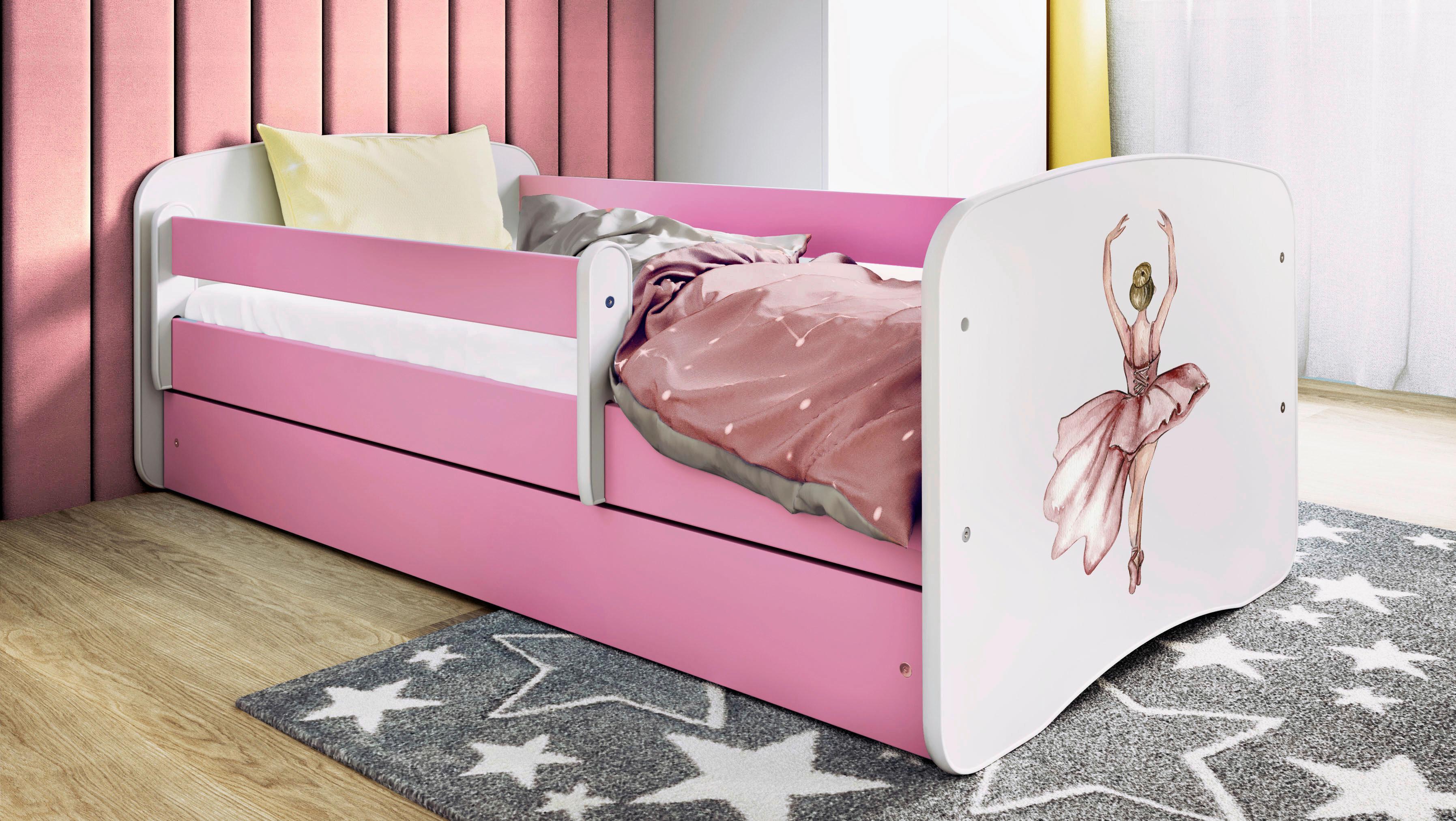 Otroška Postelja Babydreams, Bela, Roza, 80x160cm - pink/bela, Moderno, tekstil/leseni material (80/160cm) - MID.YOU