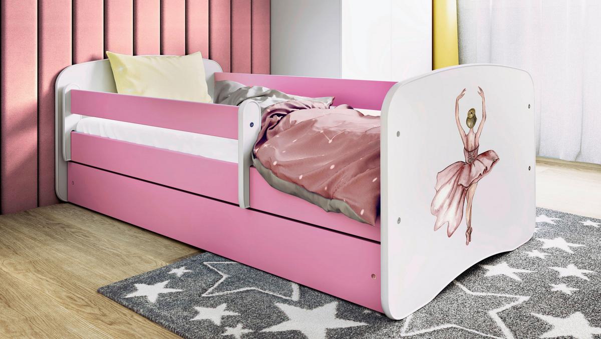 Otroška Postelja Babydreams, Bela, Roza, 80x160cm - pink/bela, Moderno, tekstil/leseni material (80/160cm) - MID.YOU