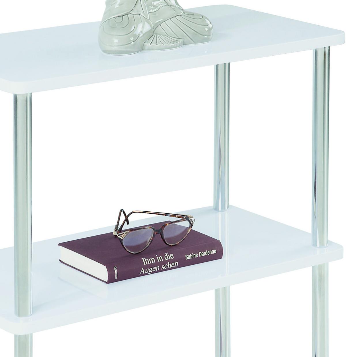 Regal Tim, Bela, Krom - barve kroma/bela, Moderno, kovina/leseni material (60/83/30cm) - Modern Living