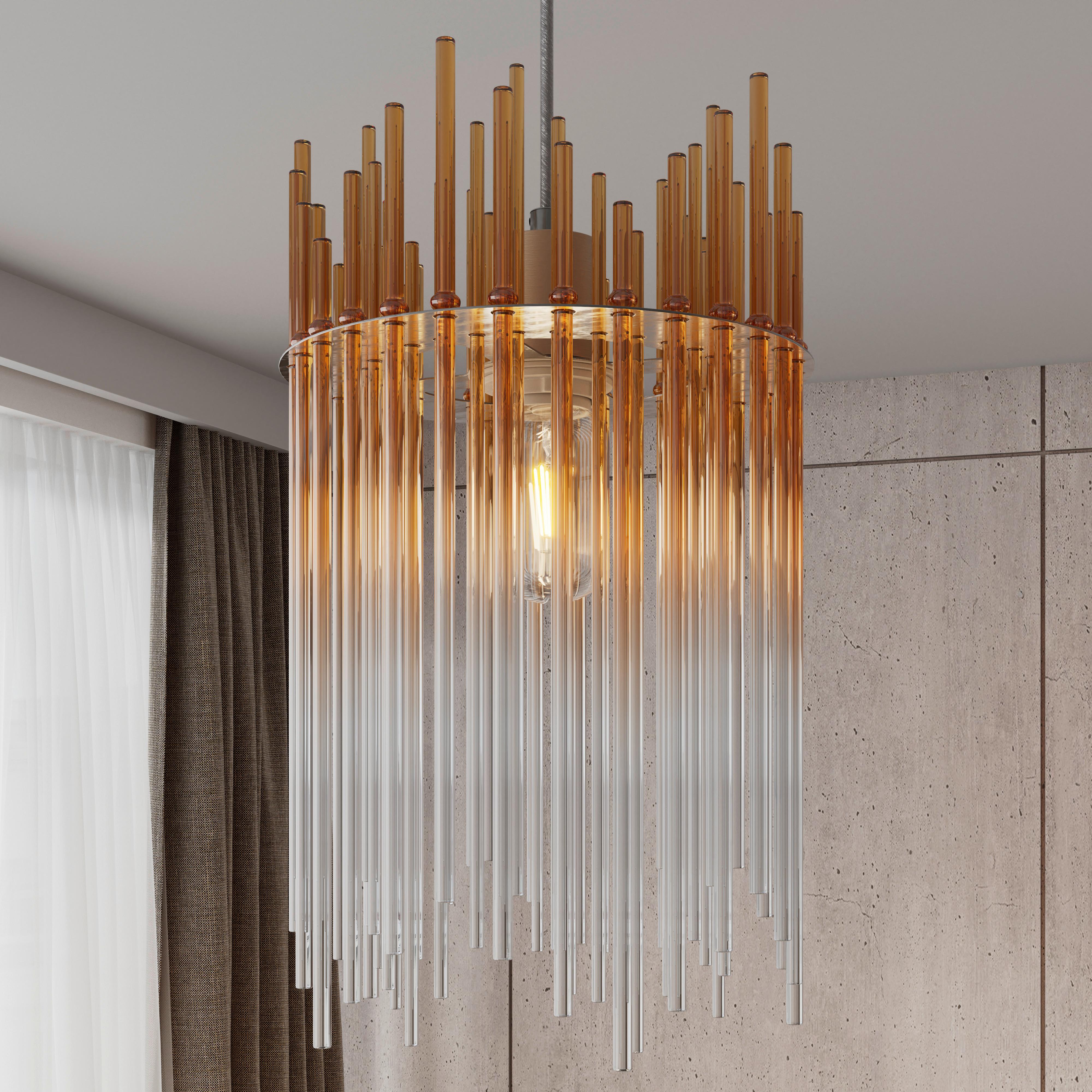 HÄNGLAMPA STAB - bärnstensfärgad/champagne, Modern, metall/glas (81/20/150cm)