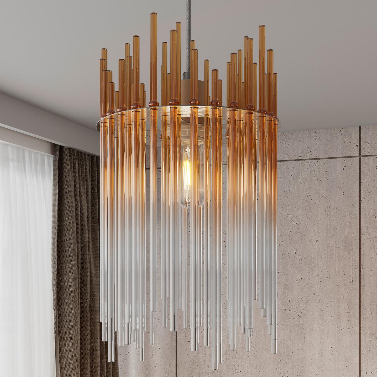 Függőlámpa Stab 3 Égős - Pezsgő/borostyánszínű, Modern, műanyag/üveg (81/20/150cm)