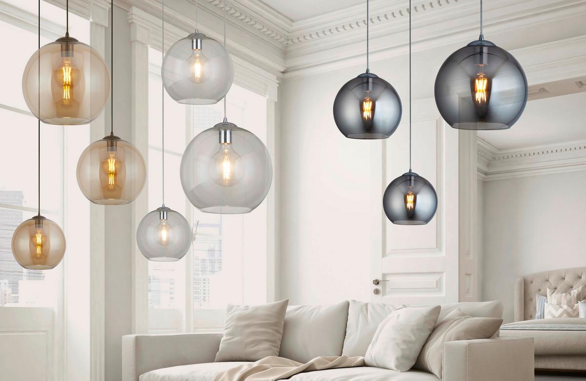 Függőlámpa Balls 1632sm - krómszínű, Design, üveg/fém (30/120cm)