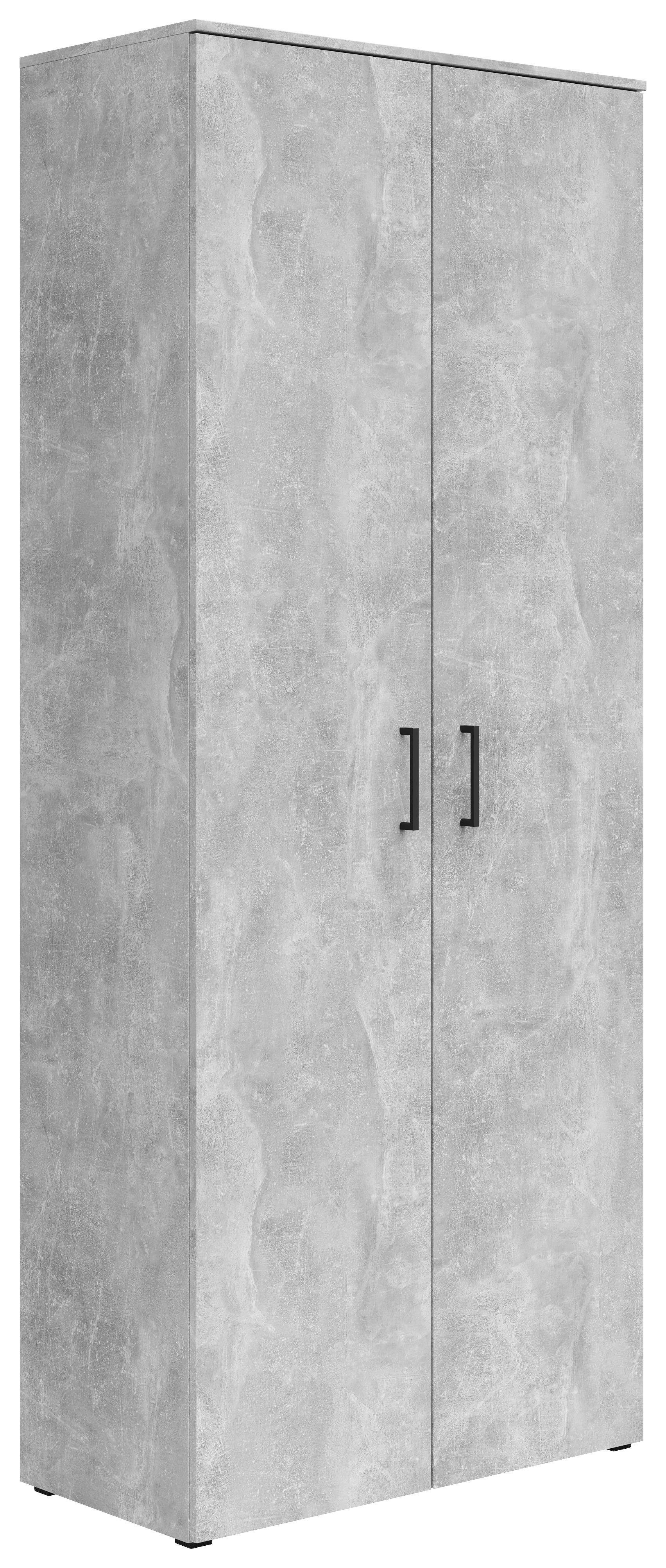 Schrank Multistauraum Betonoptik - Schwarz/Grau, MODERN, Holzwerkstoff/Kunststoff (80/195/40cm) - Mömax