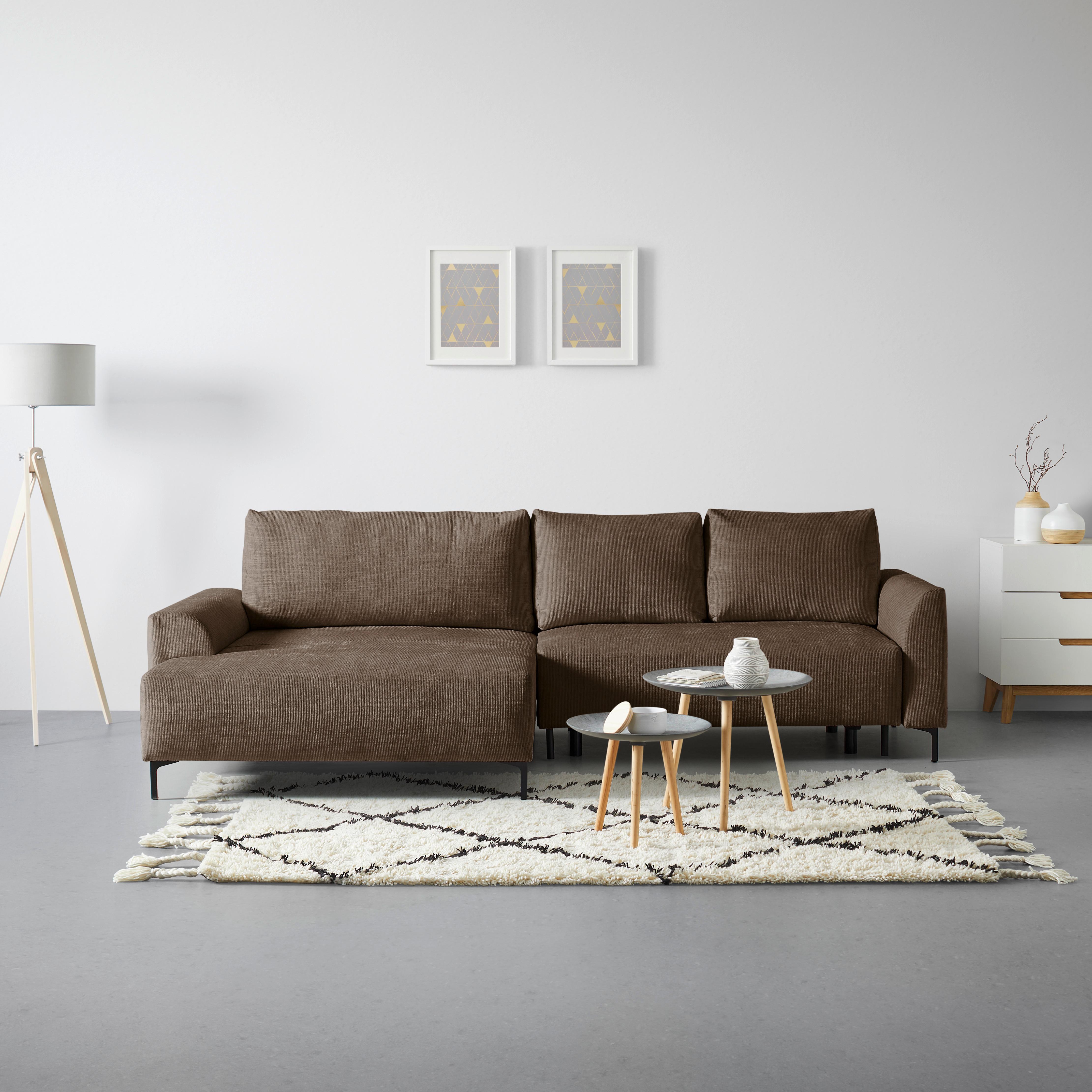Ecksofa Integra Beige - Fango/Schwarz, Textil/Metall (170/81-93/294cm) - Mömax