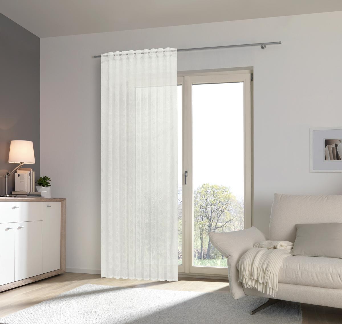ZASŁONA GOTOWA FLOWER - biały, Basics, tkanina (140/245cm) - Esposa