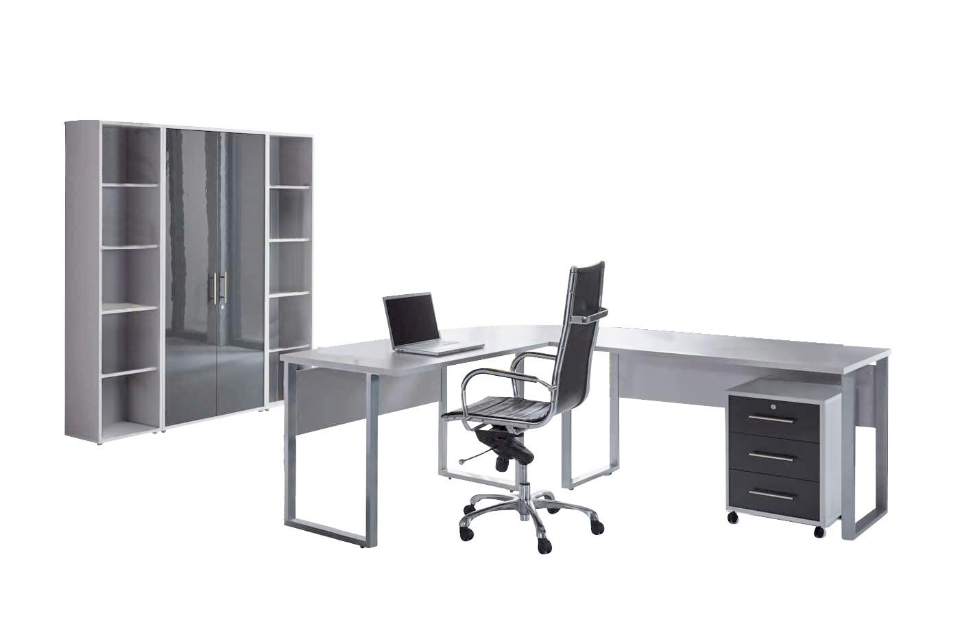 Büro Office Edition Set 3 Grau - Anthrazit Hochglanz/Grau, MODERN, Holzwerkstoff - MID.YOU