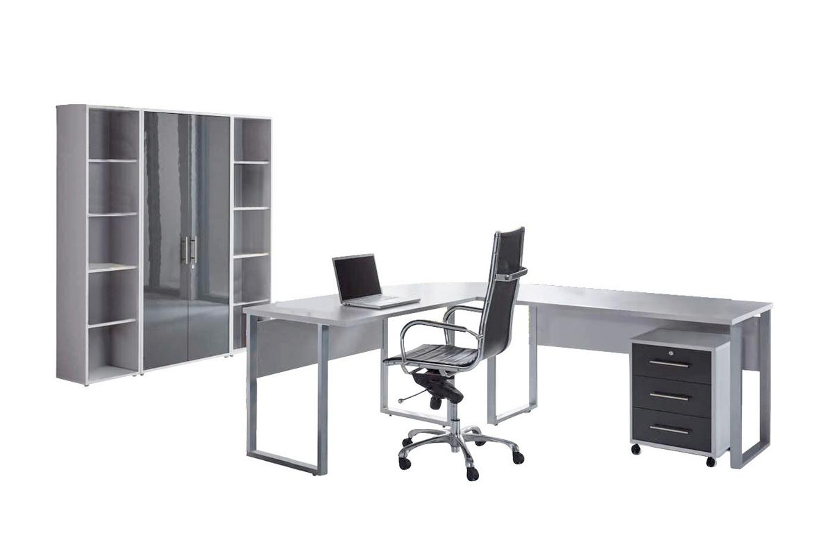 Büro Office Edition Set 3 Grau - Anthrazit Hochglanz/Grau, MODERN, Holzwerkstoff - MID.YOU